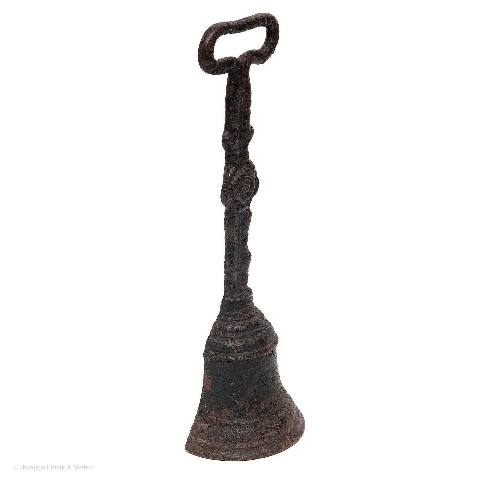 Doorstop, 19th Century, English Victorian, Cast Iron, Bell, Rope Twist For Sale 1