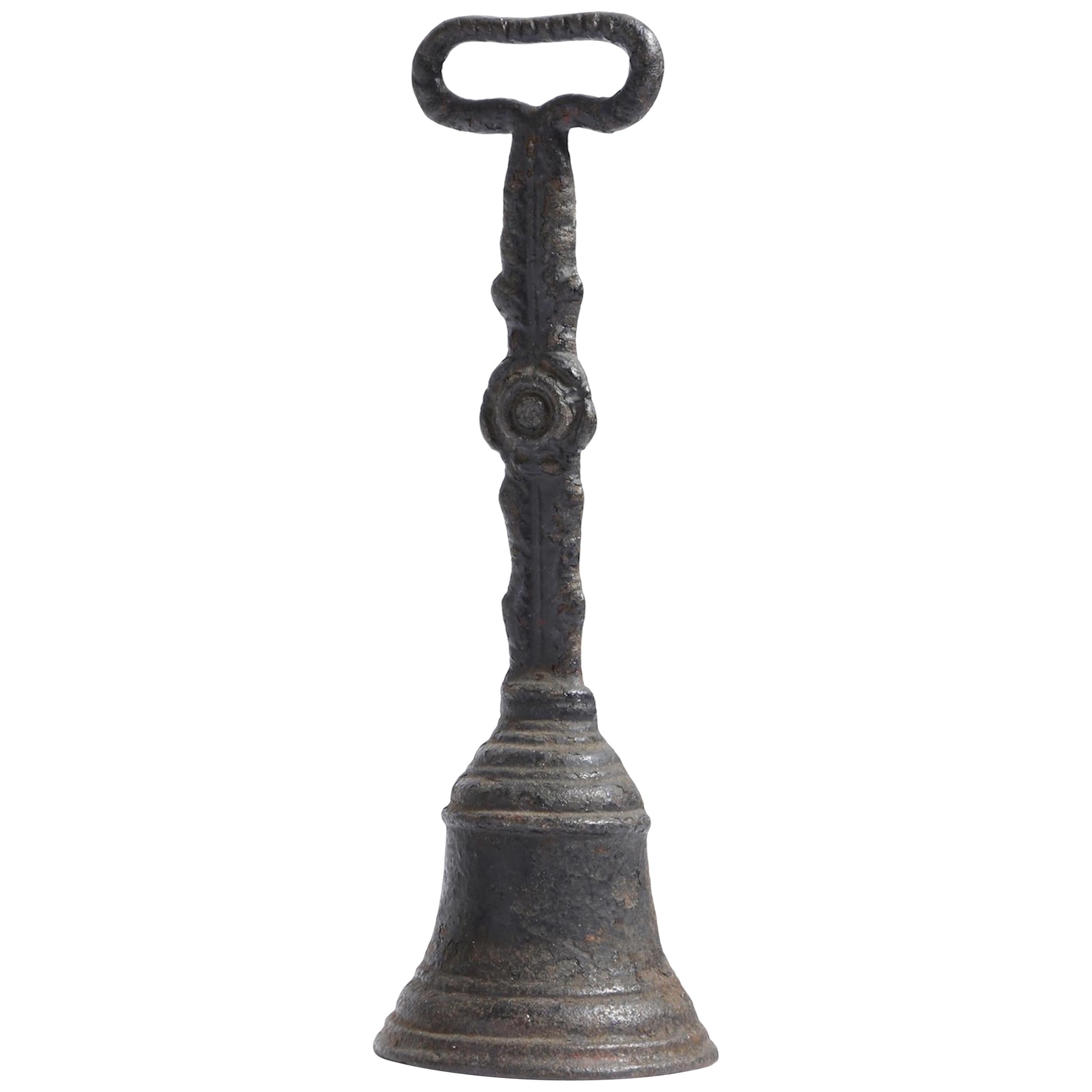 Doorstop, 19th Century, English Victorian, Cast Iron, Bell, Rope Twist For Sale