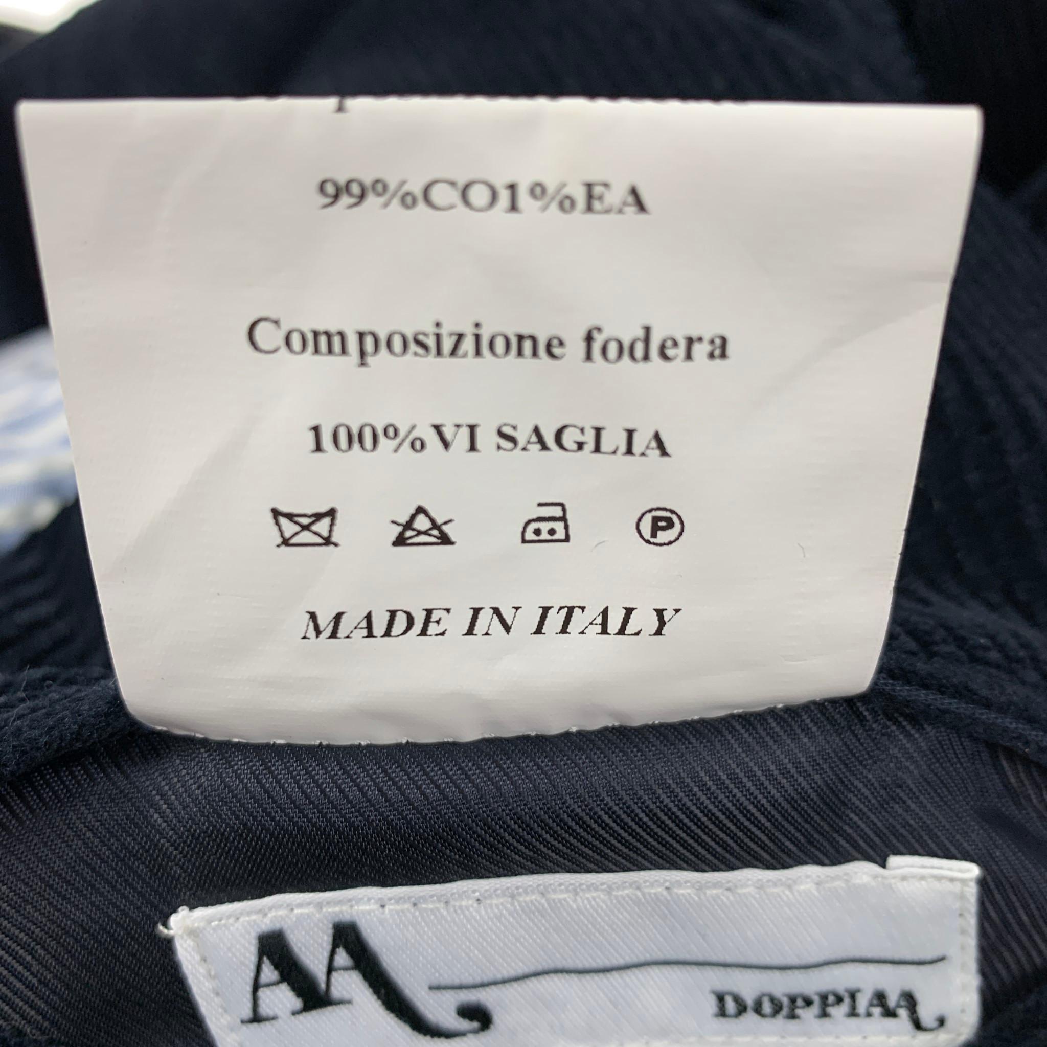 Men's DOPPIAA Size 36 Navy Corduroy Cotton Double Breasted Sport Coat