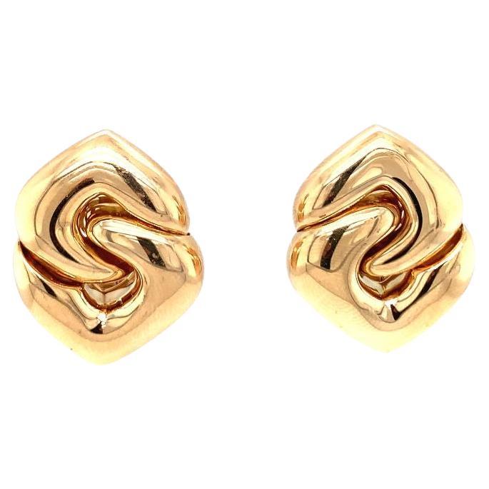 Doppio Cuore 18k Yellow Gold Earclips by Bvlgari, circa 1980s