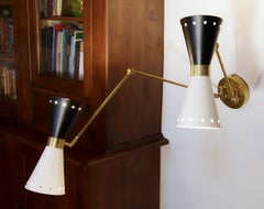 Doppio Double Articulated Sconce, Midcentury Stilnovo Style Solid Brass