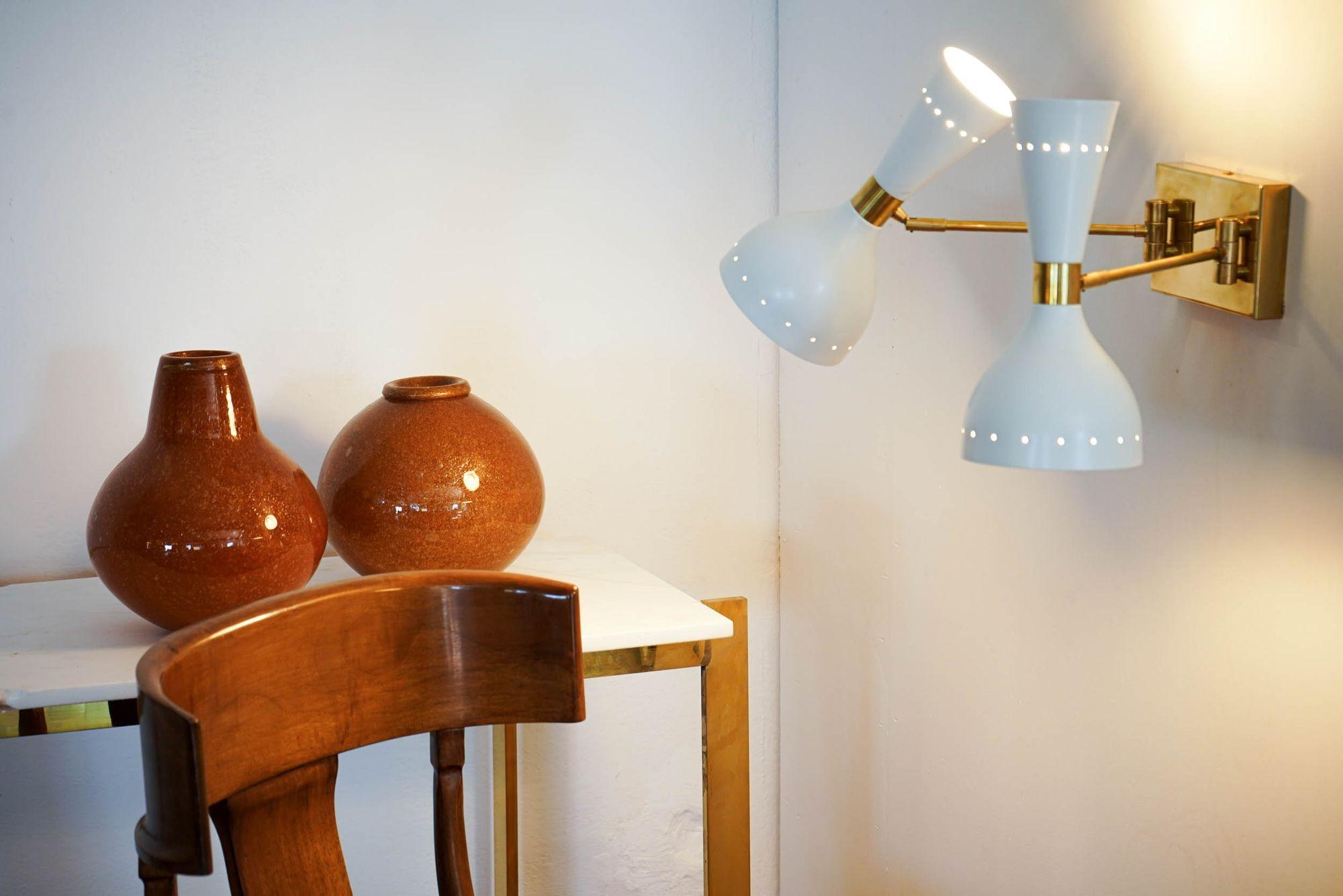 Doppio, pair of sconces rotating with pivot heads, twin lights. Piattelli design For Sale 5