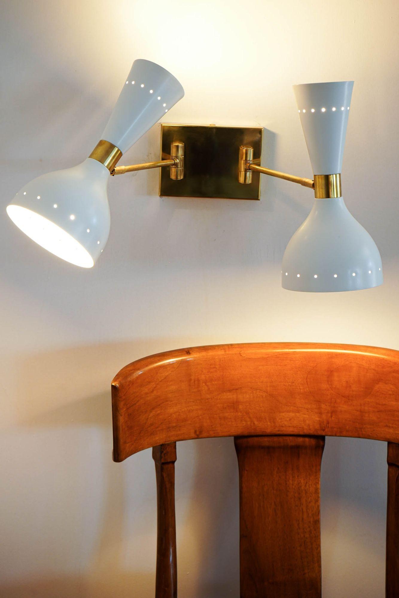 Doppio, pair of sconces rotating with pivot heads, twin lights. Piattelli design For Sale 13