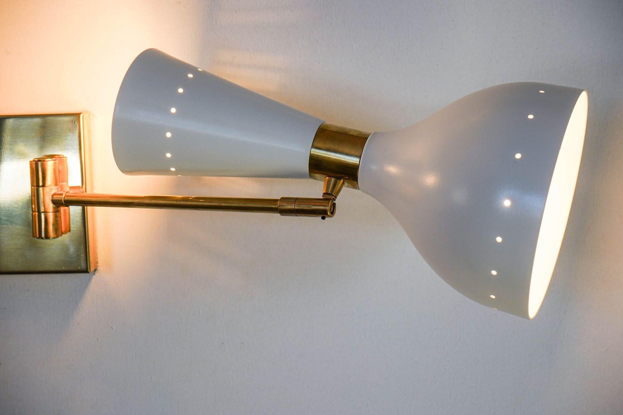 Aluminum Doppio, pair of sconces rotating with pivot heads, twin lights. Piattelli design For Sale