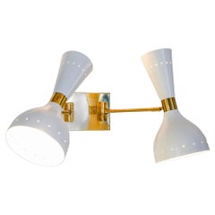 Doppio, pair of sconces rotating with pivot heads, twin lights. Piattelli design