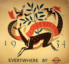 Original Vintage London Underground Poster Eastertide Transport Spring Design