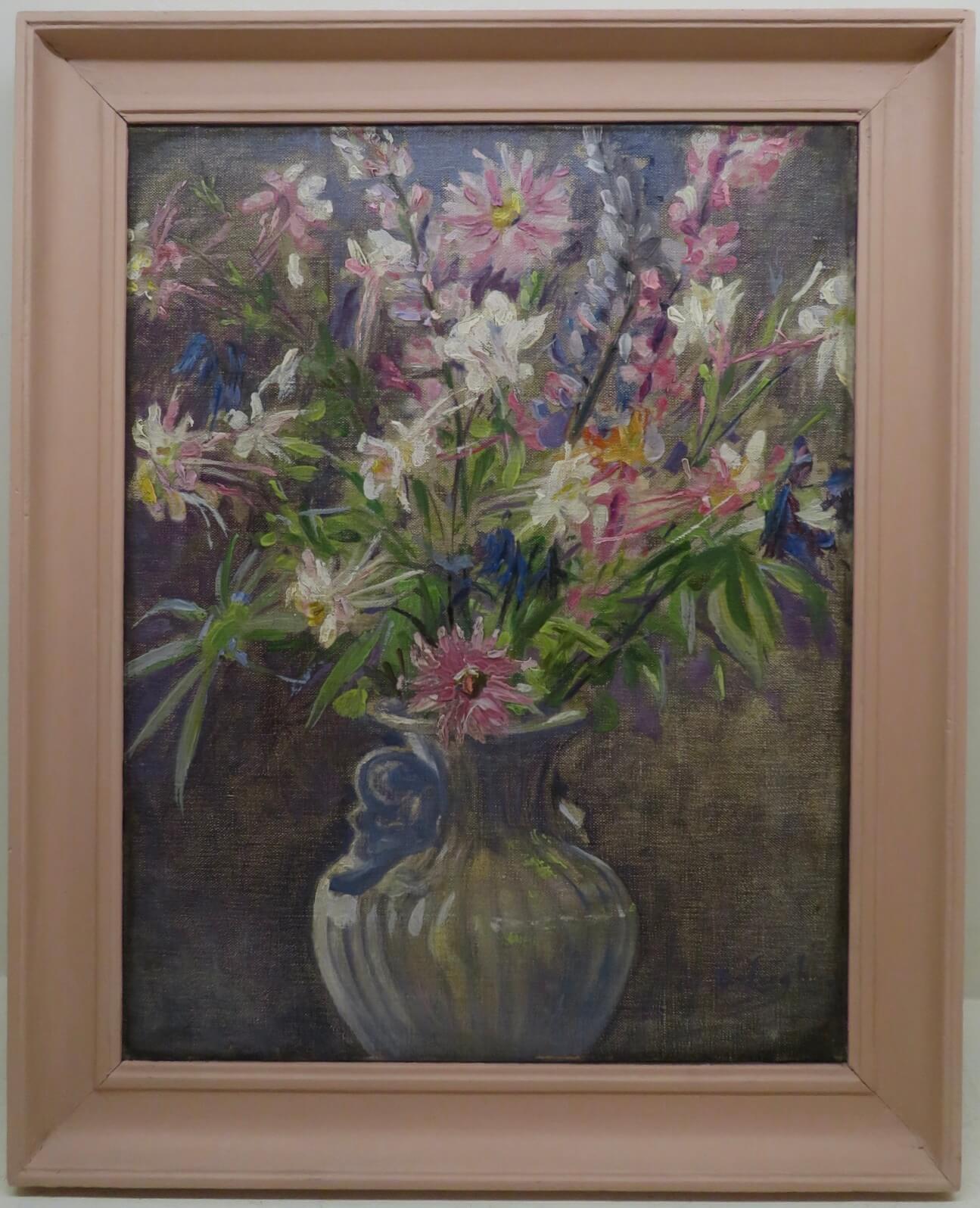 Peinture à l'huile impressionniste originale du début du 20e siècle STILL LIFE OF FLOWERS