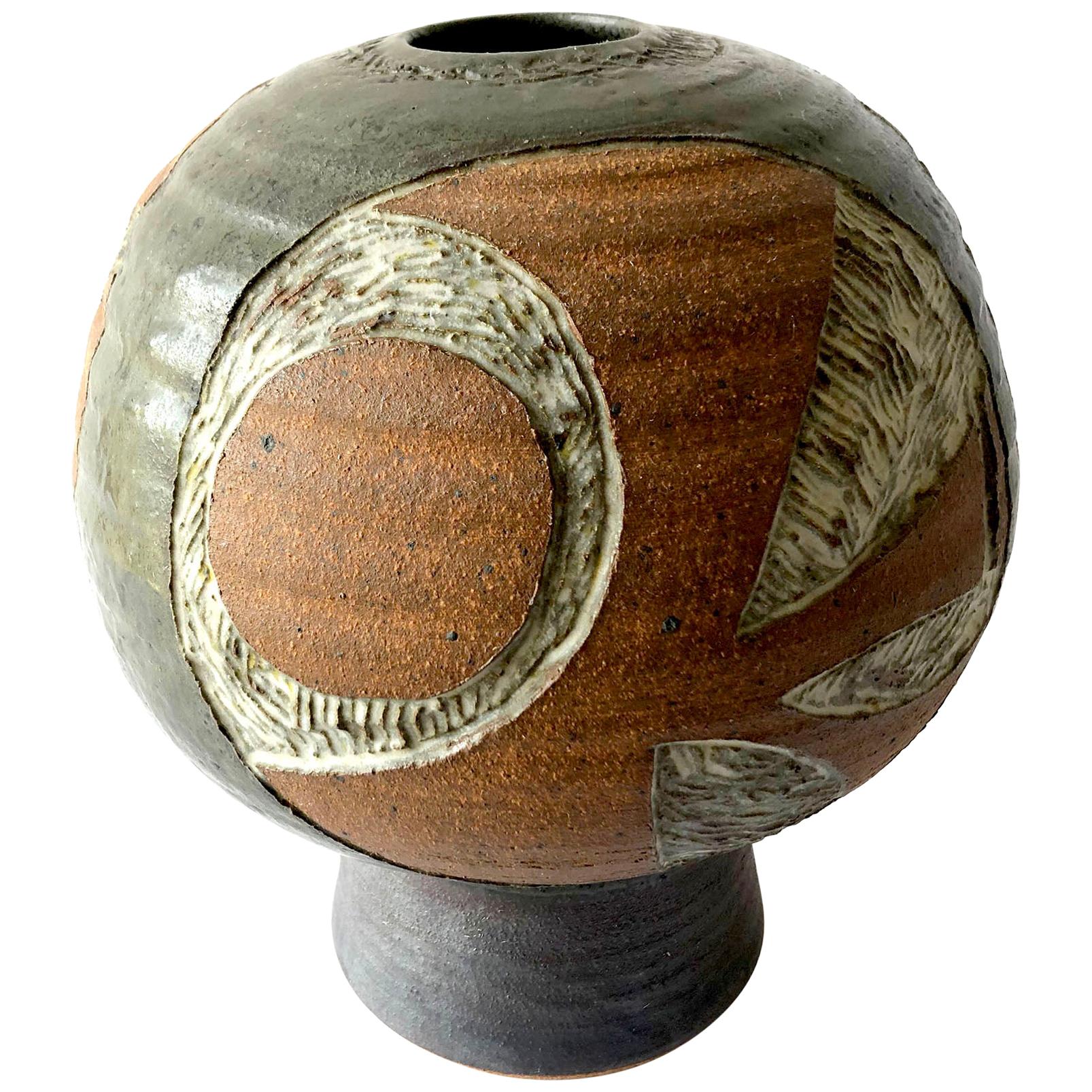 Dora De Larios California Studio Bulbous Stoneware Vase