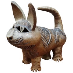 Dora De Larios Earthenware Cat Sculpture