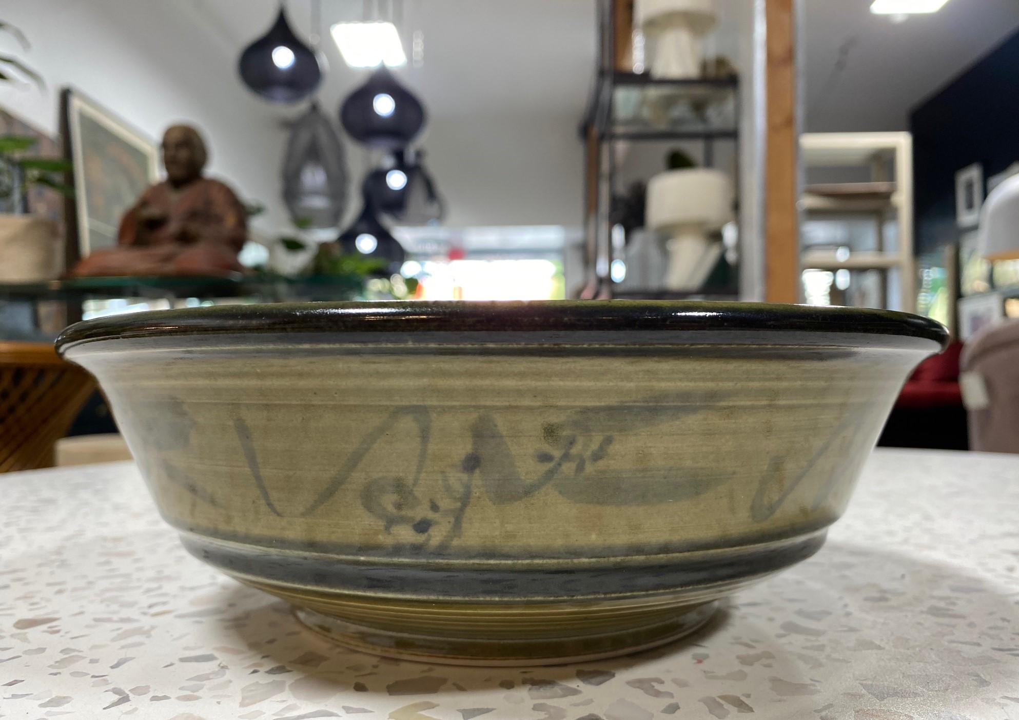 20th Century Dora De Larios Signed Mexican American California Studio Pottery Large Art Bowl For Sale