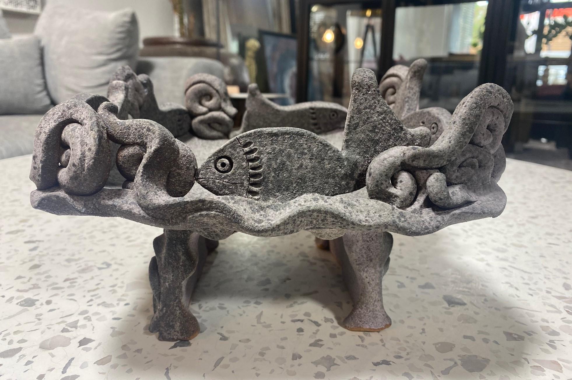 Grès Dora De Larios Signé Mexican American California Studio Pottery Bol Sculpture en vente