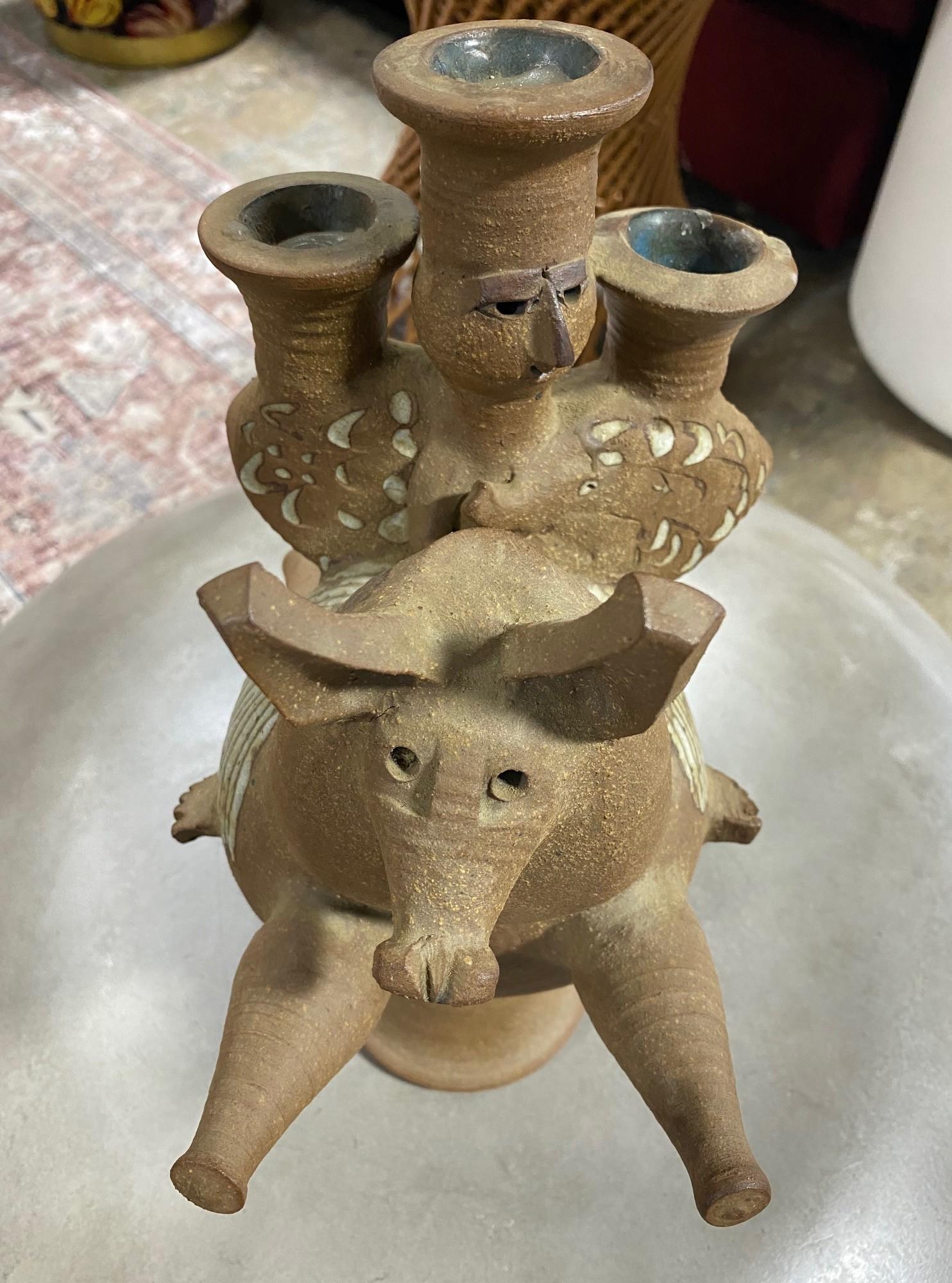 Dora De Larios Signed Mexican American California Studio Pottery Sculpture For Sale 5