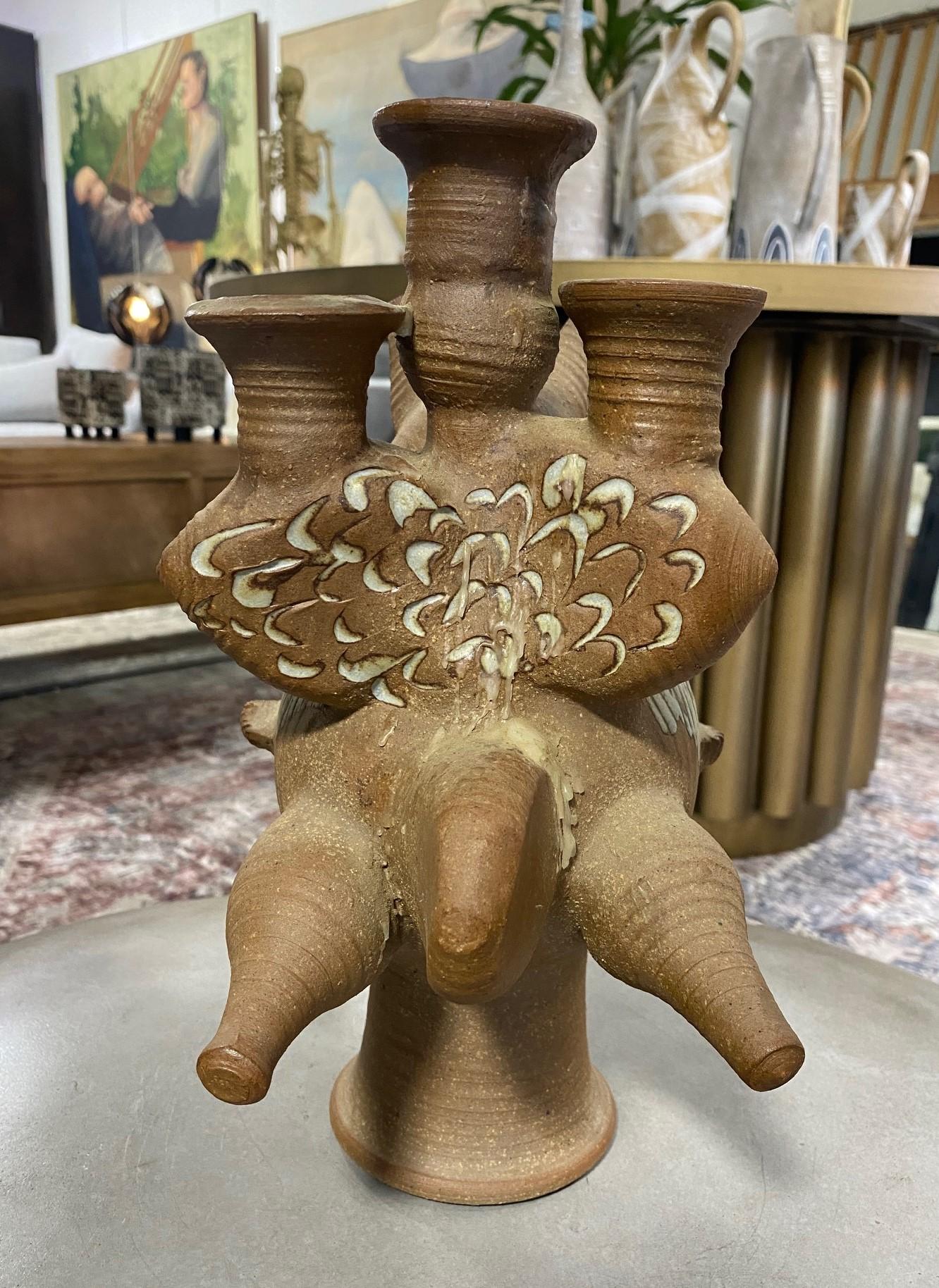 Hand-Crafted Dora De Larios Signed Mexican American California Studio Pottery Sculpture For Sale