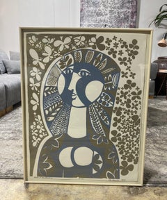 Dora De Larios Sérigraphie californienne du milieu du siècle signée Lady of the Flowers