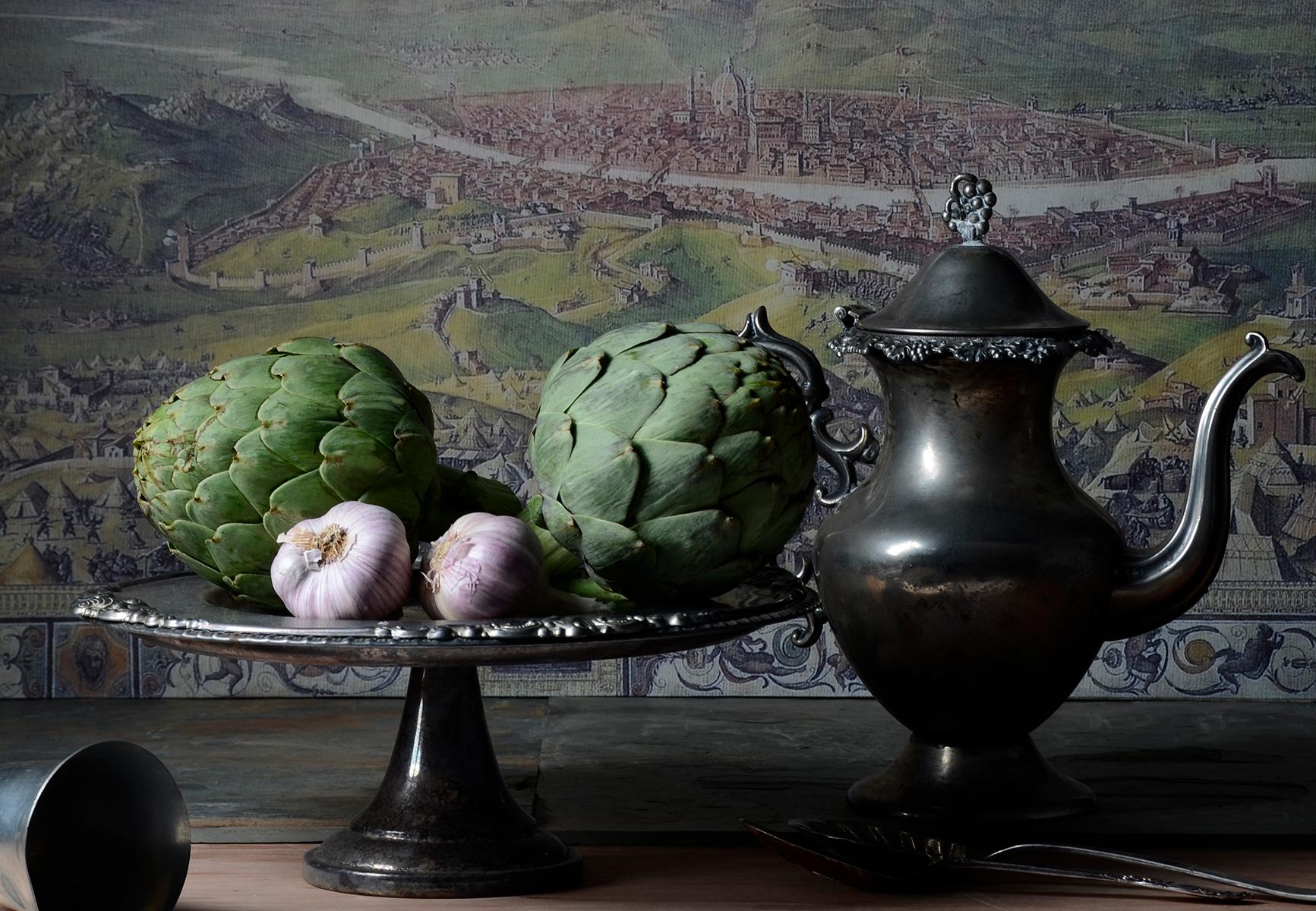 Dora Franco Still-Life Photograph - Alcachofas y ajos. From The Bodegones still life color photography  series