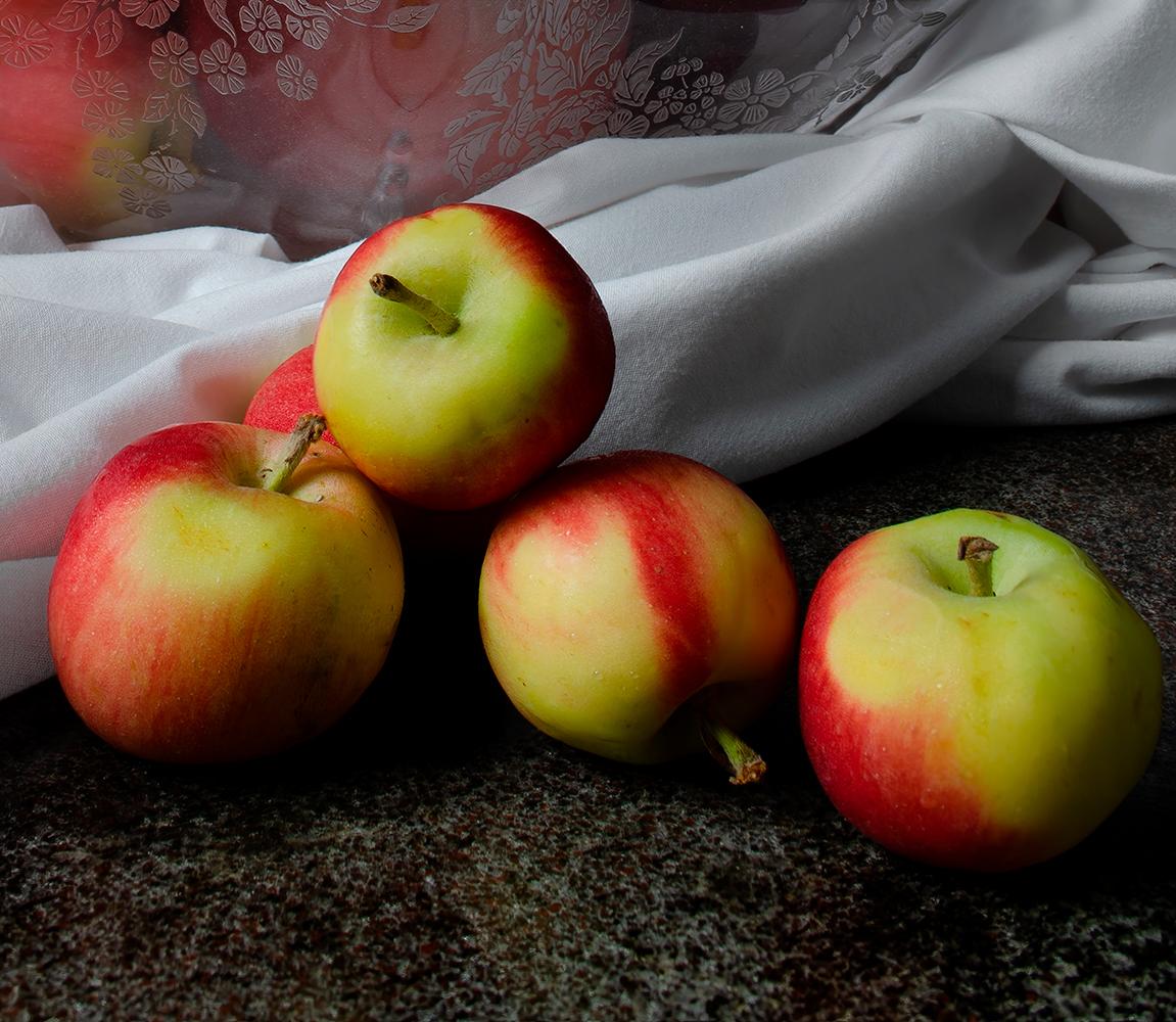 Manzanas I. From The Bodegones still life color photography  series - Black Color Photograph by Dora Franco
