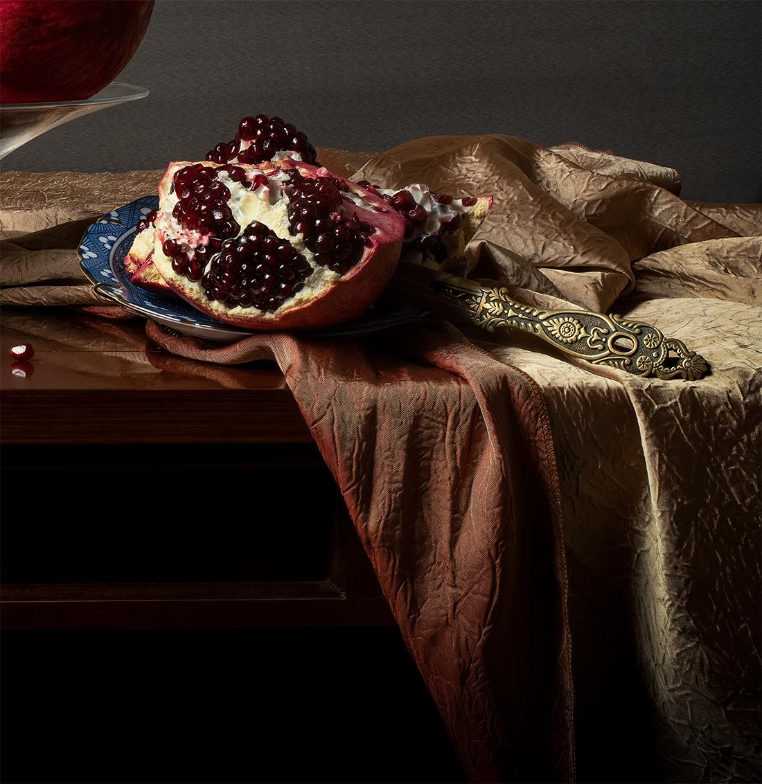 Granadas II. From The Bodegones still life color photography series - Contemporary Photograph by Dora Franco