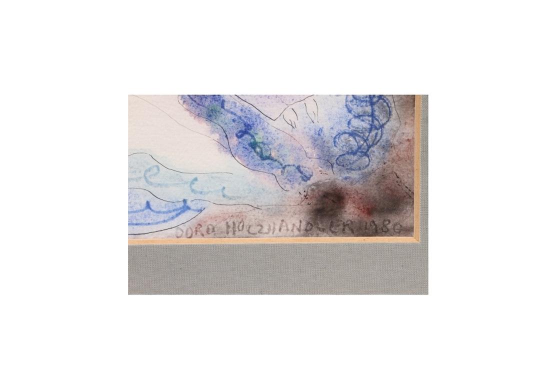 Dora Holzhandler: Aquarell eines nackten Paares mit dem Titel „Liebespaar“ im Zustand „Gut“ im Angebot in Bridgeport, CT