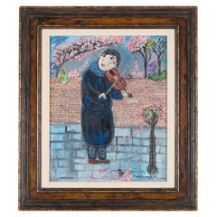 Dora Holzhandler - ‘The Violinist in Spring’ Naïve British Oil Painting Musician Dora Holzhandler ‘The Violinist in Spring’ Naïve British Oil Painting Musician Dora Holzhandler