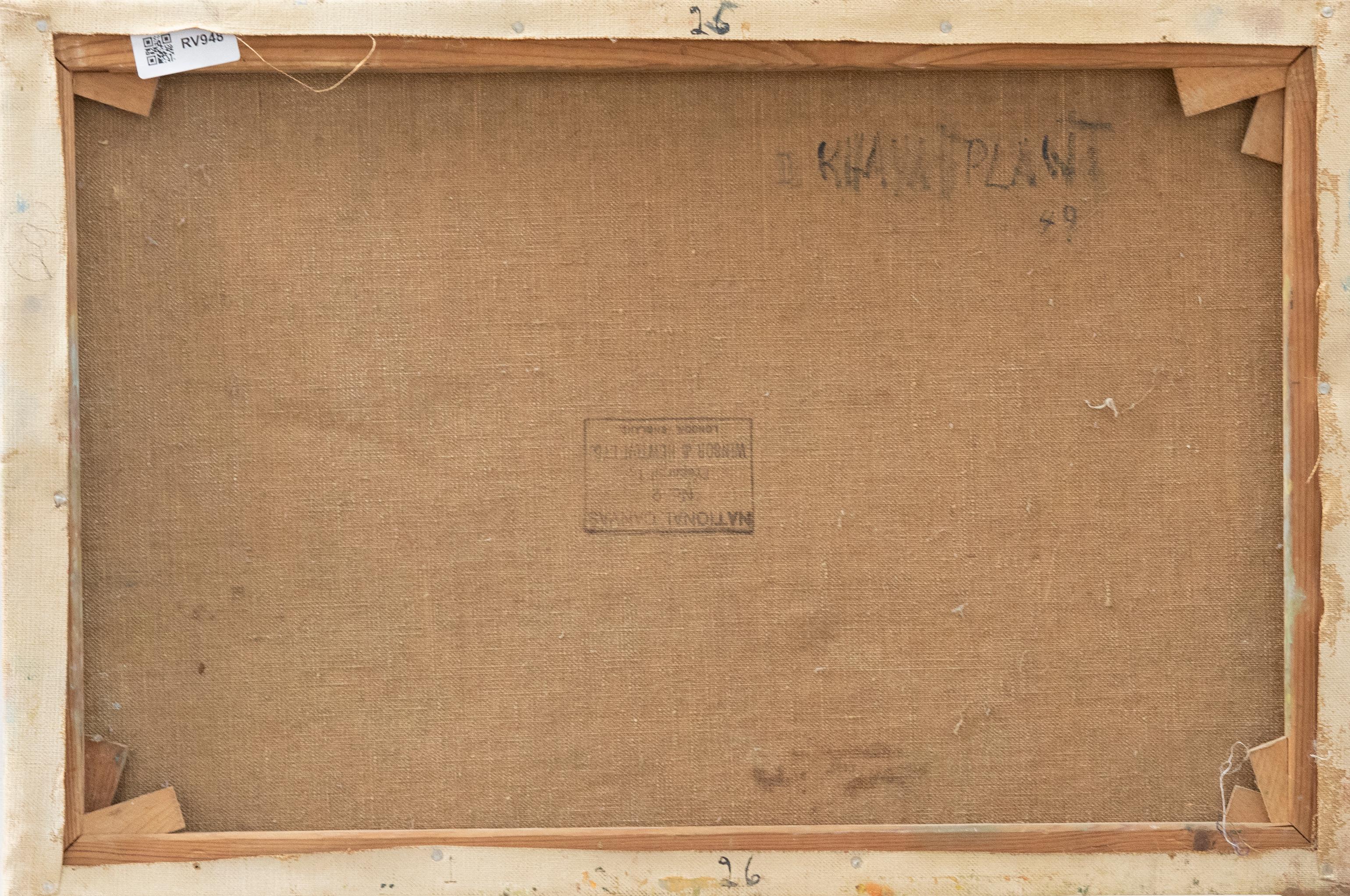An expressive, impasto study of a landscape by Egyptian artist Dora Khayatt (1912-1986). Signed and dated to the lower right. Signed and dated verso. On canvas on stretchers. 
