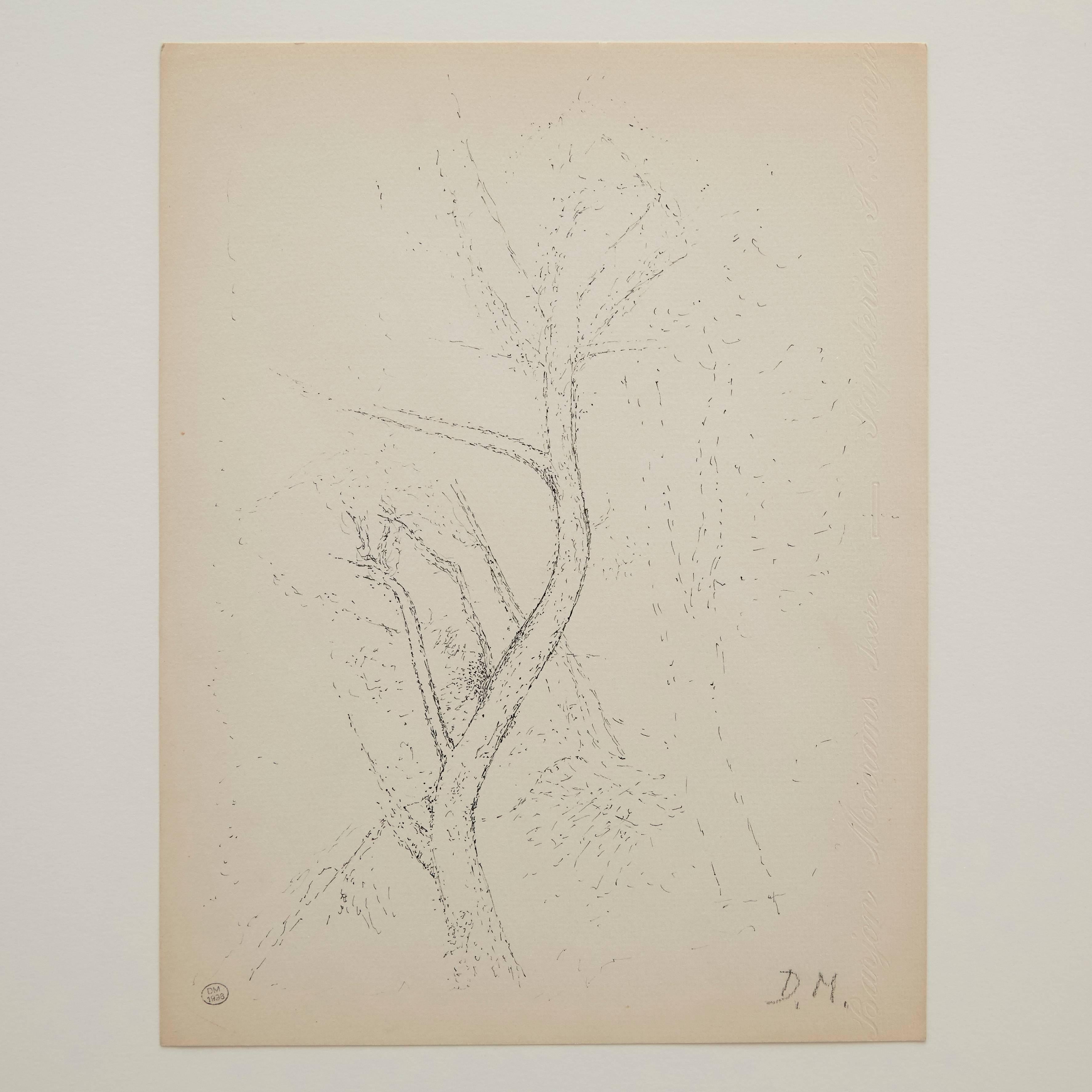 Pointillist composition by Dora Maar.

Authenticity stamp of the auction that took place in 1998 in Paris.
Black ink on cream white paper.
20th century, undated.
Frame not included.

In good original condition, with minor wear consistent with