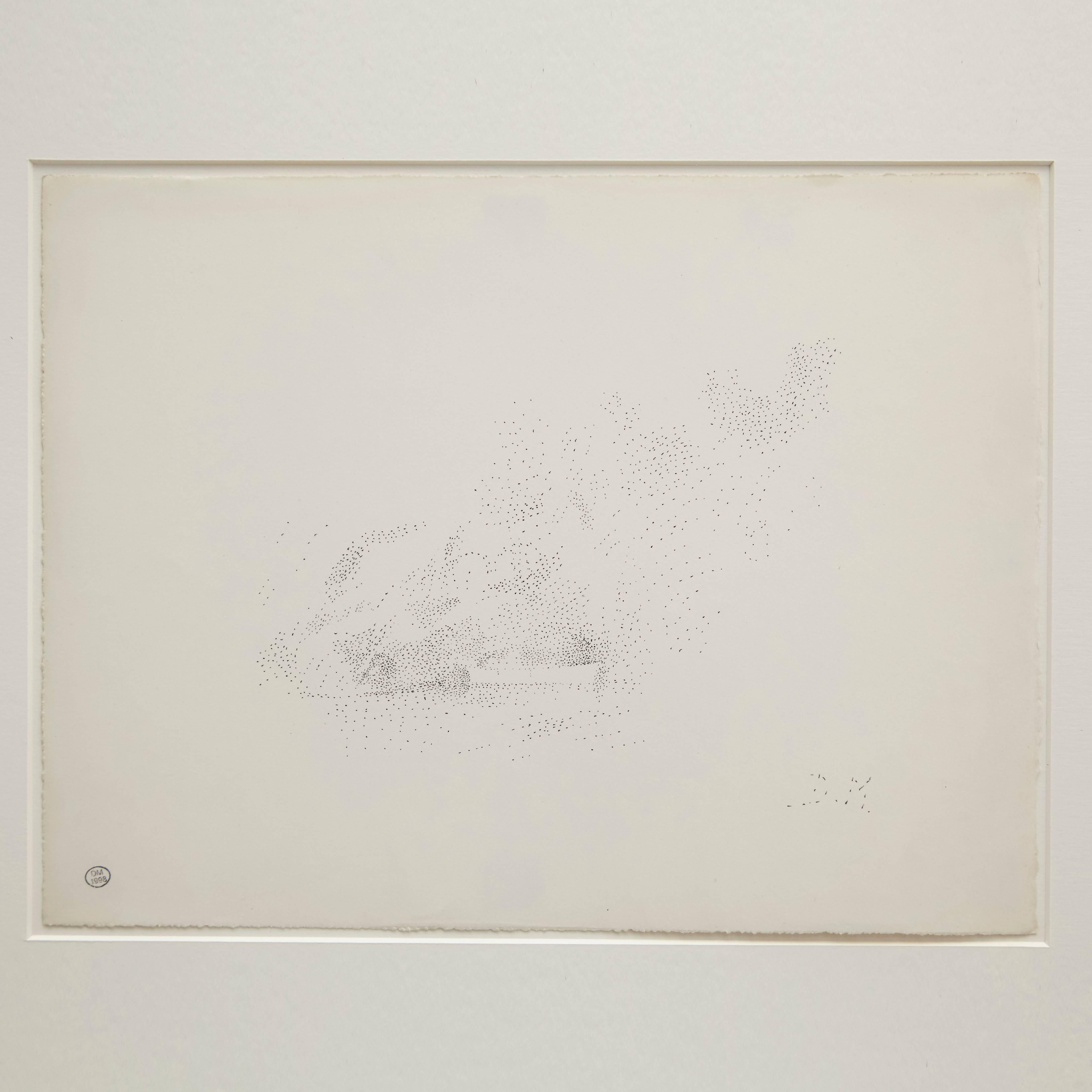 Pointillist composition by Dora Maar, circa 1960.

Authenticity stamp of the auction that took place in 1998 in Paris.
Black ink on cream white paper.
20th century, undated.


In good original condition, with minor wear consistent with age