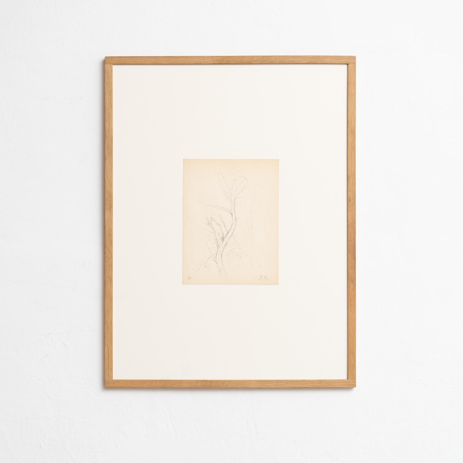 Composizione puntinista di Dora Maar.

Timbro di autenticità dell'asta svoltasi nel 1998 a Parigi.
Inchiostro nero su carta bianca crema.
XX secolo, senza data.
Il telaio non è incluso.

In buone condizioni originali, con lievi usure dovute all'età