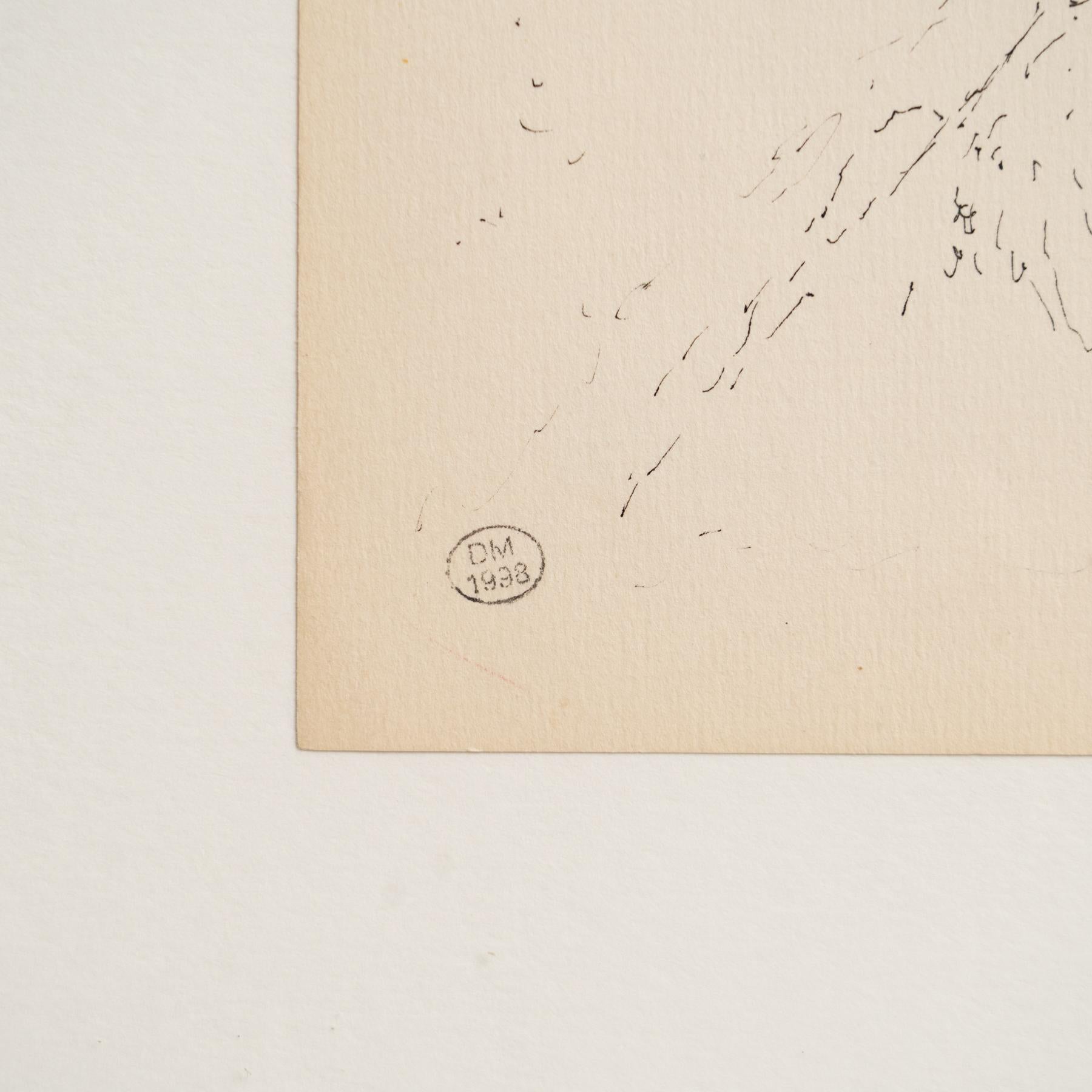 Dora Maar Dibujo puntillista enmarcado y firmado a mano, hacia 1960 en venta 1