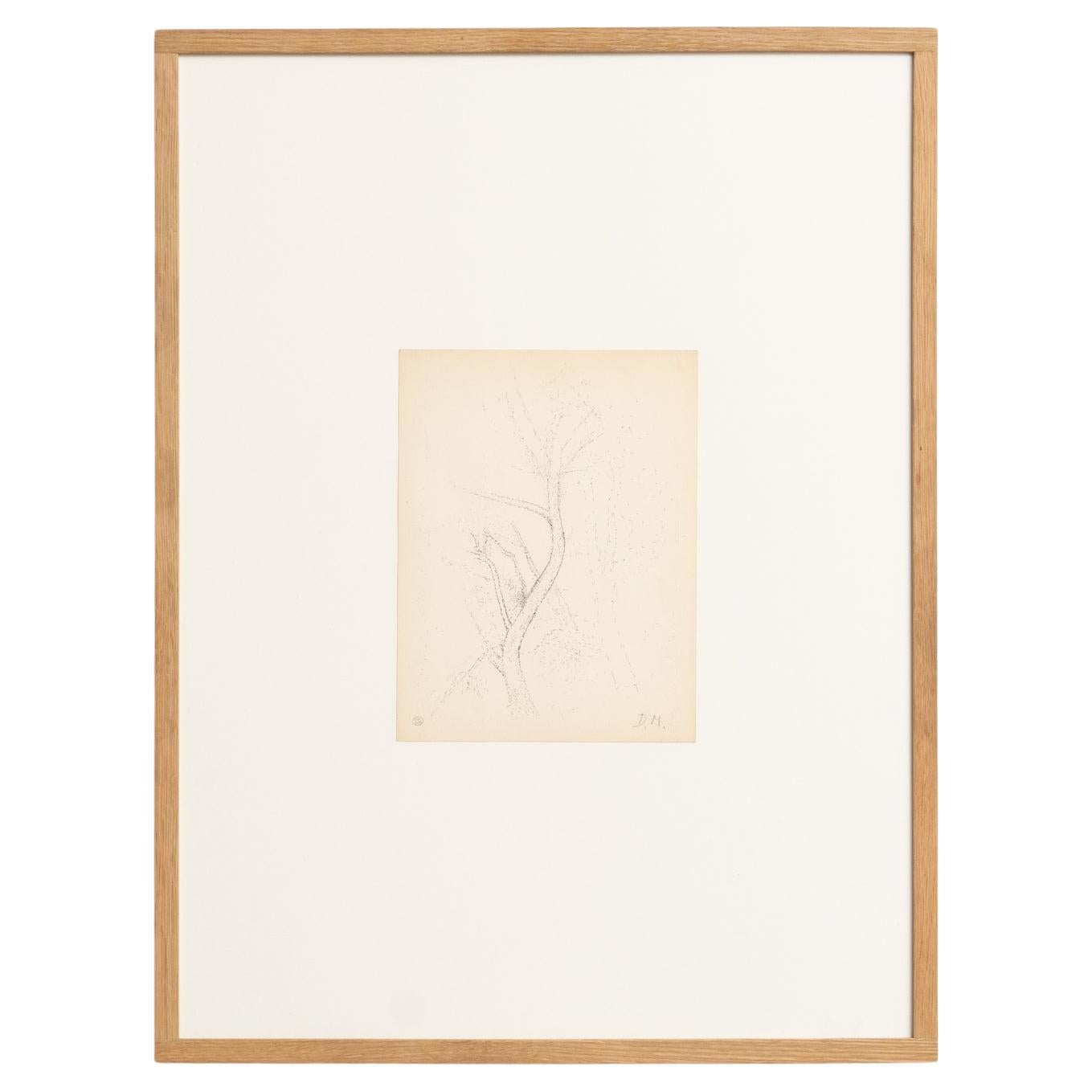 Disegno puntinista di Dora Maar incorniciato e firmato a mano, circa 1960