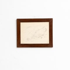 Dora Maar Dibujo puntillista enmarcado y firmado a mano