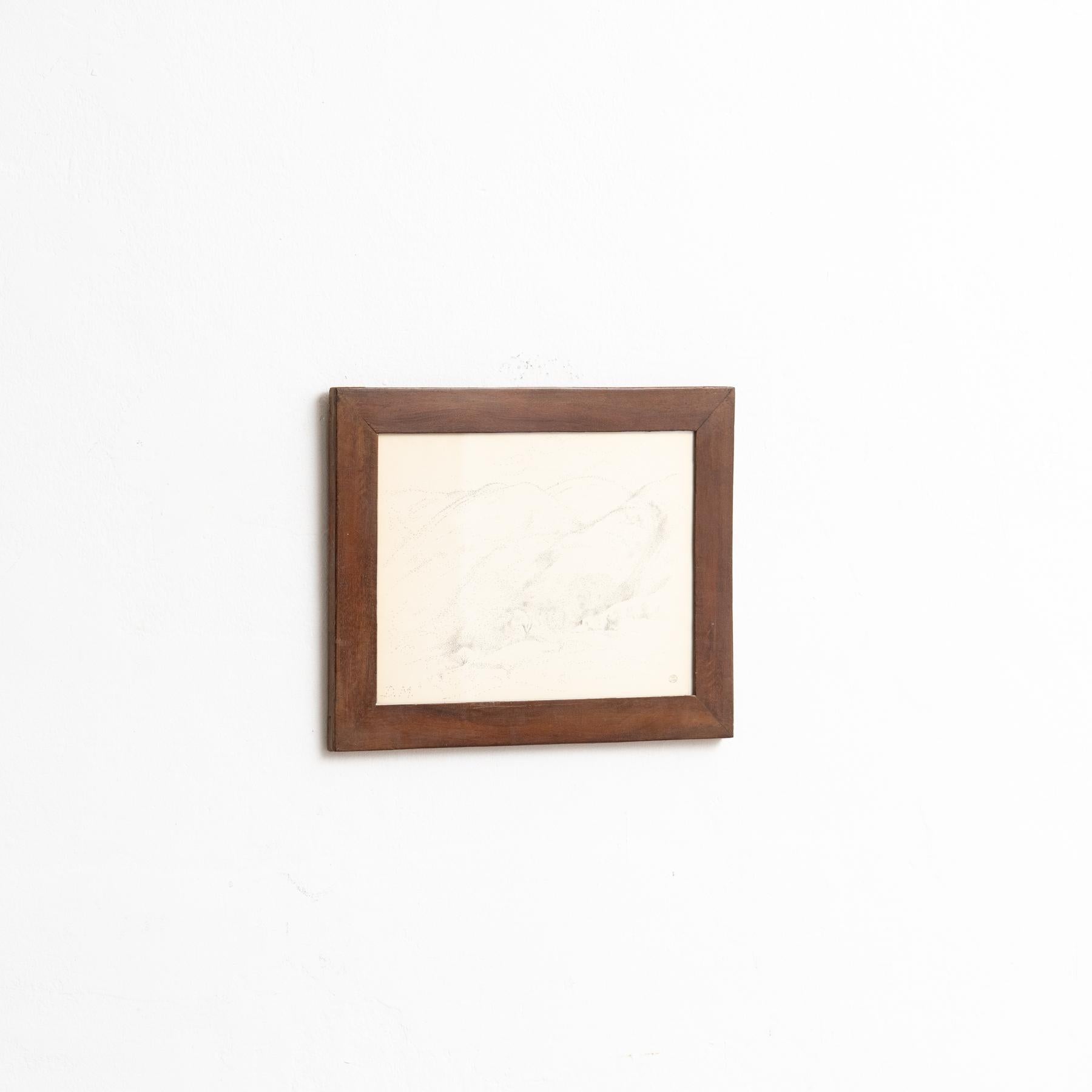 Francese Disegno puntinista firmato a mano e incorniciato di Dora Maar in vendita