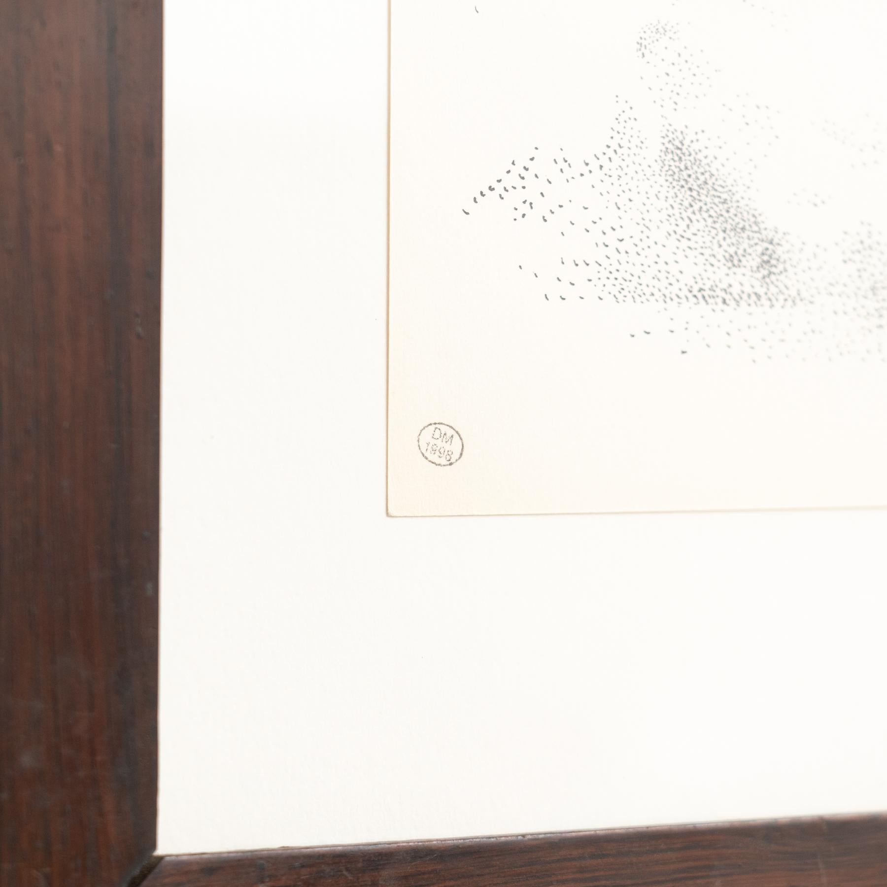 Dora Maar Framed Hand Signed Pointillist Drawing For Sale 1