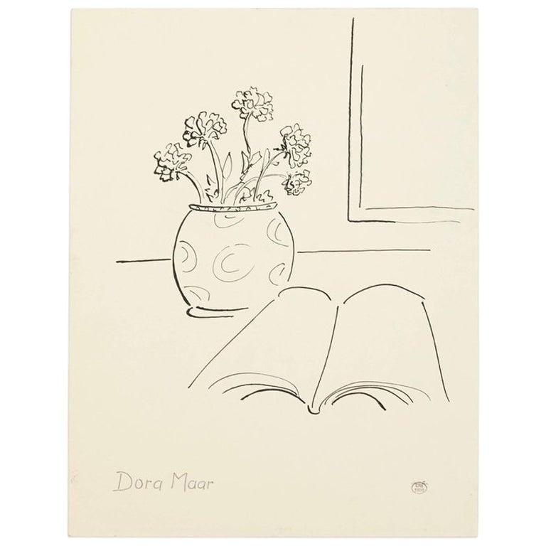 French Dora Maar Hand Signed Drawing, circa 1960