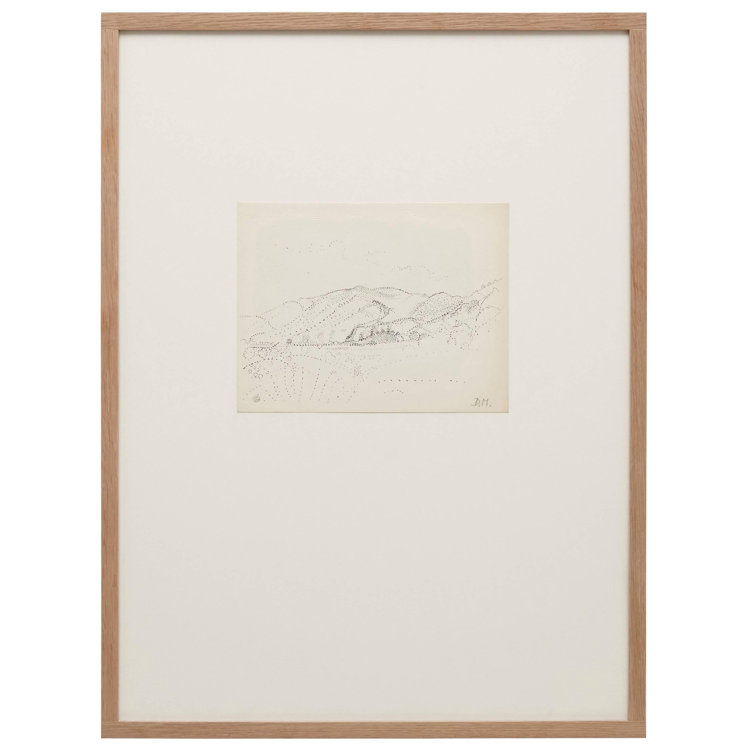 Pointillist composition by Dora Maar, circa 1960.

Hand signed.
Authenticity stamp of the auction that took place in 1998 in Paris.
Black ink on cream white paper.
20th century, undated.
Frame not included.

In good original condition, with