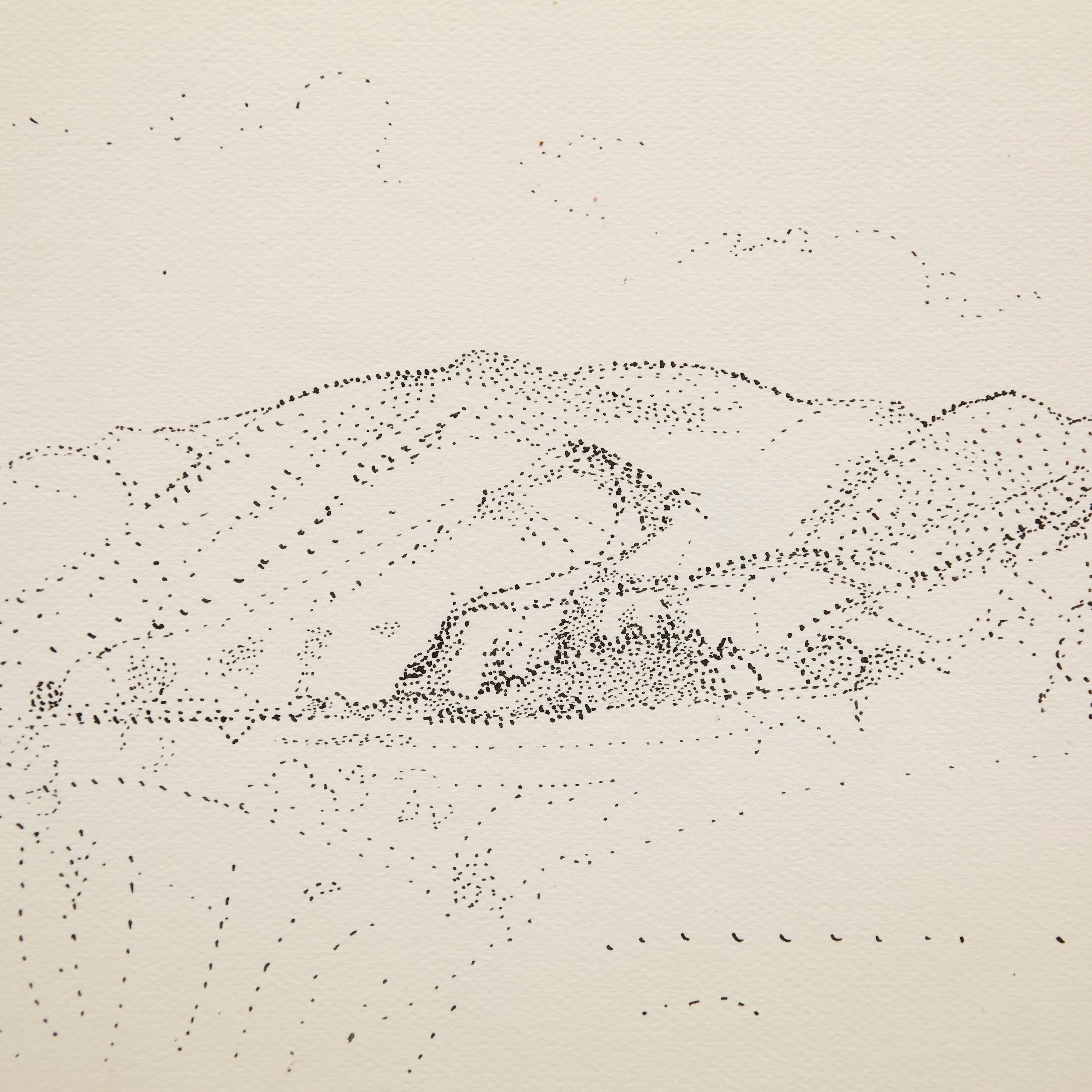 Mid-Century Modern Dora Maar Hand Signed Pointillist Drawing, circa 1960
