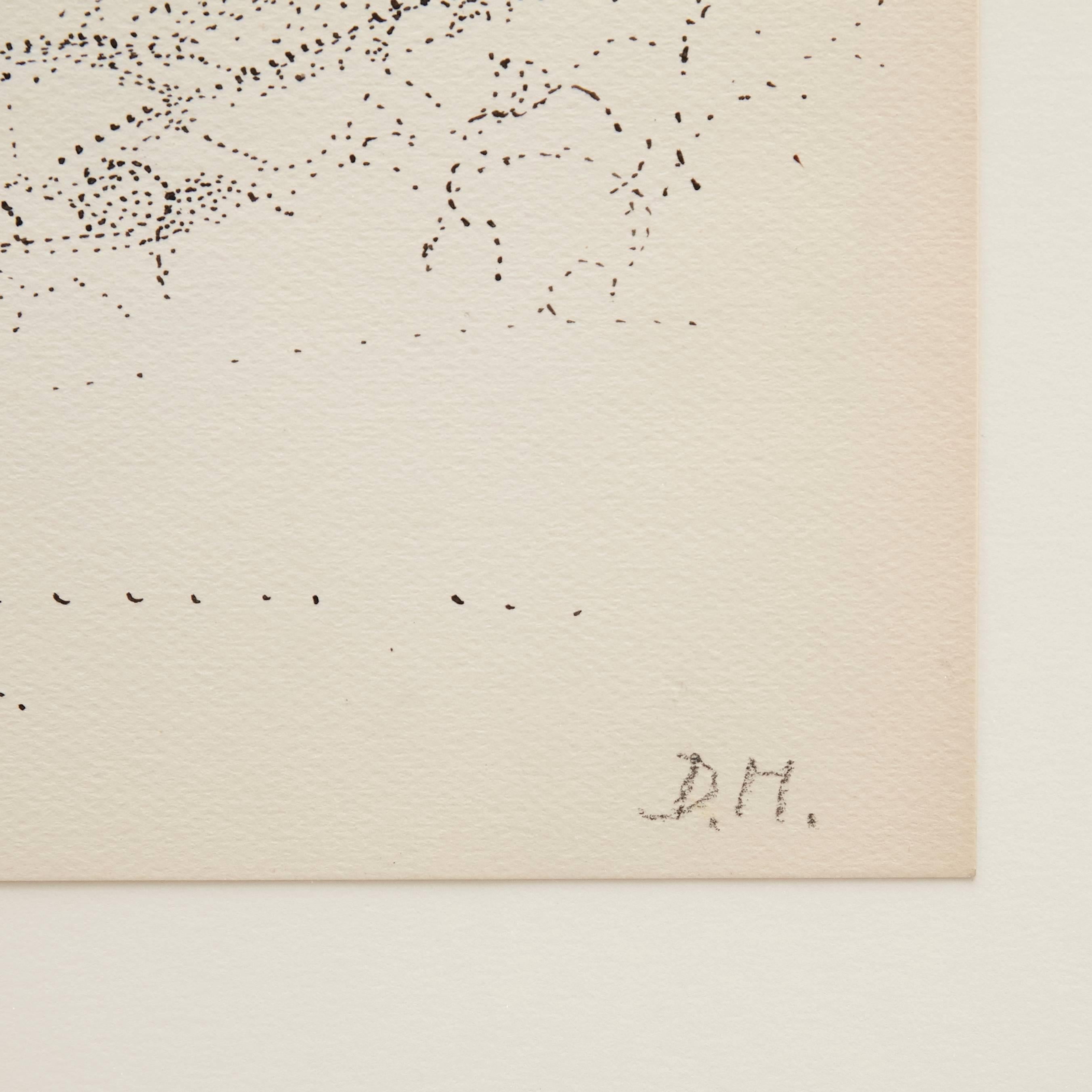 French Dora Maar Hand Signed Pointillist Drawing, circa 1960