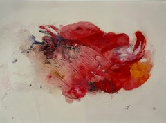 "Red  composition"  Oil on paper cm. 43 x 30