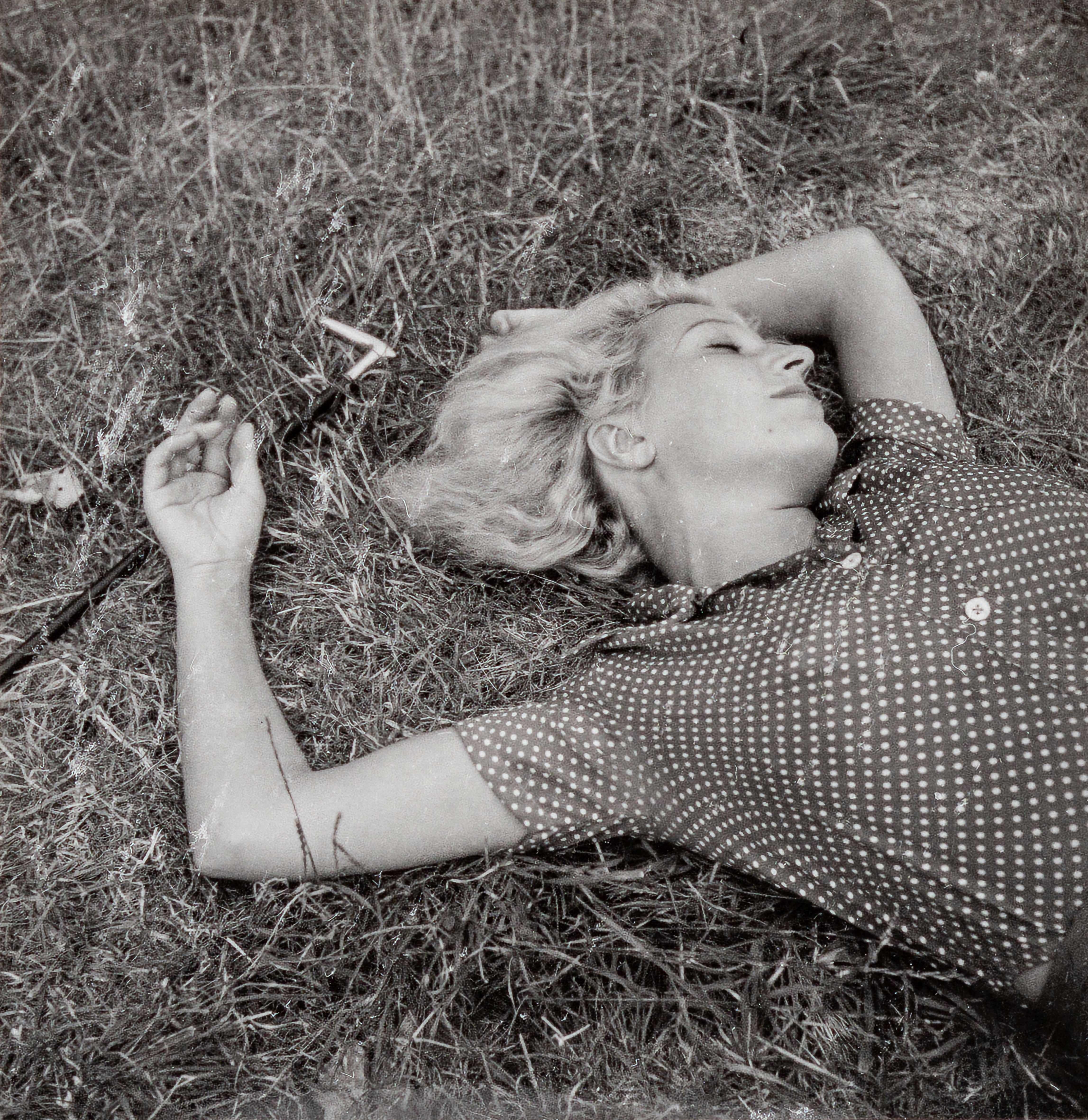 Dora Maar Black and White Photograph - Jacqueline Lamba Stretched Out on the Grass