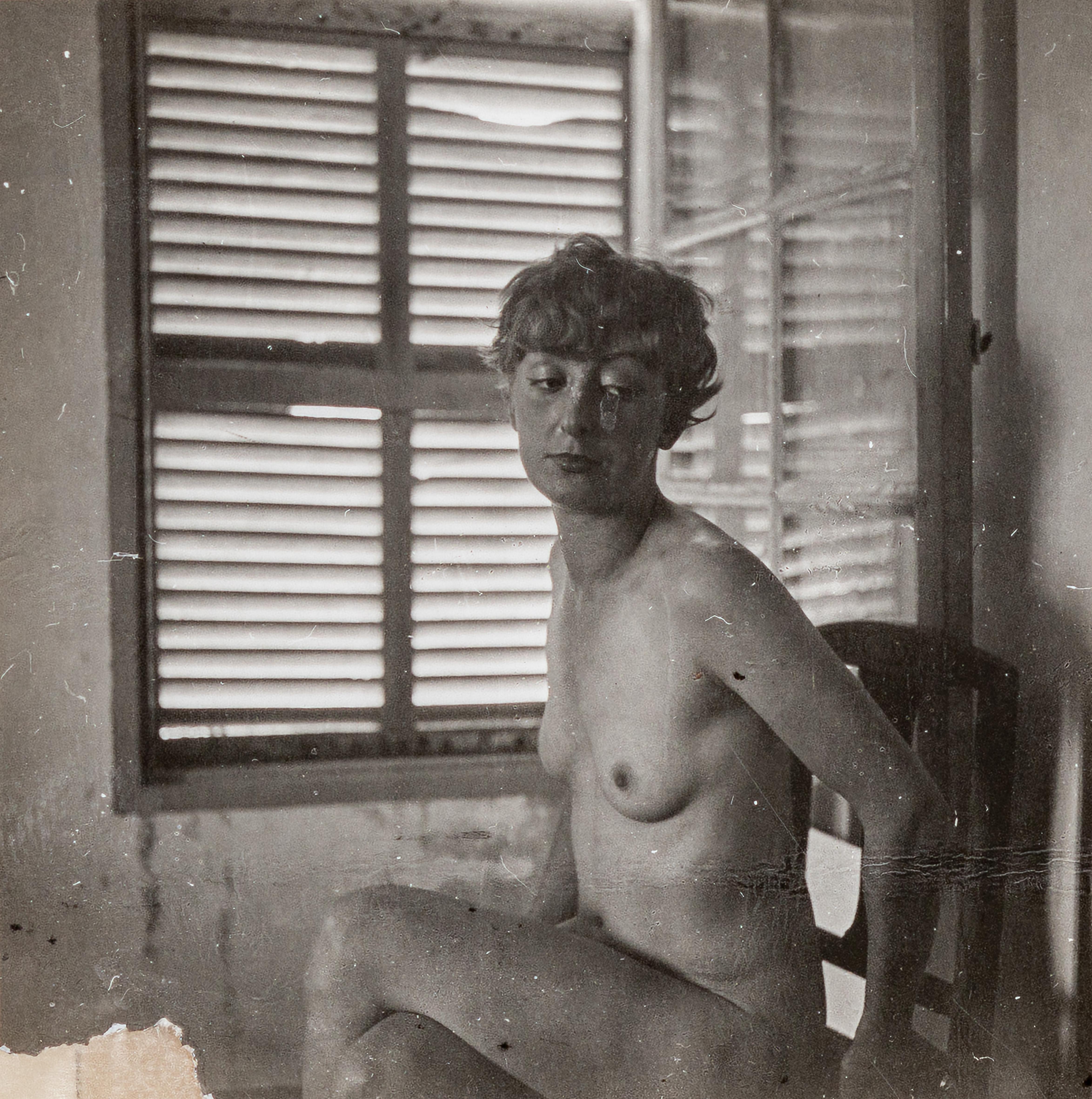 Dora Maar Black and White Photograph - Rosemunde Wilms in Pablo Picasso's Room at the Hotel Vaste Horizon, Mougins