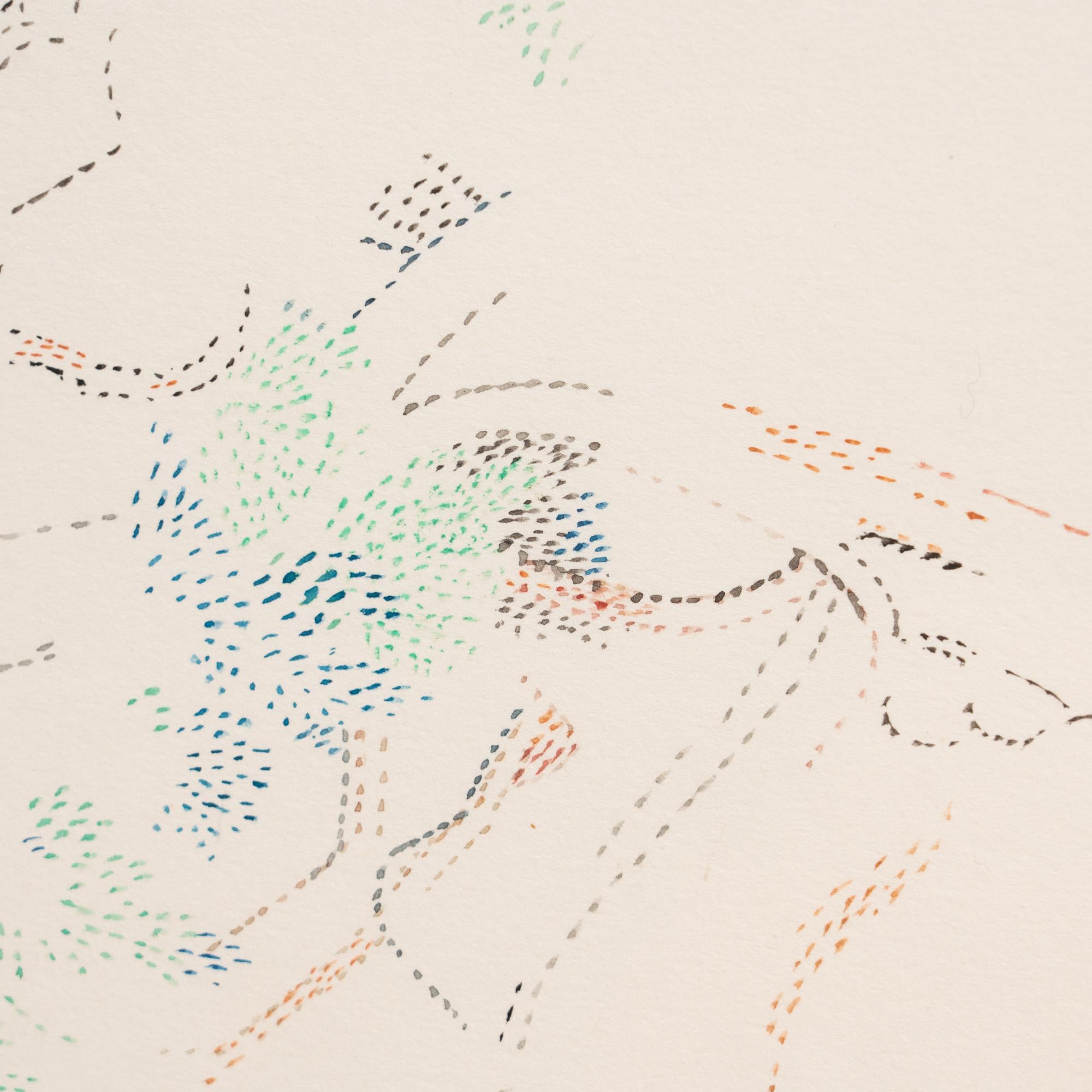 Dora Maar Pointillist Framed Colored Drawing, circa 1960 3