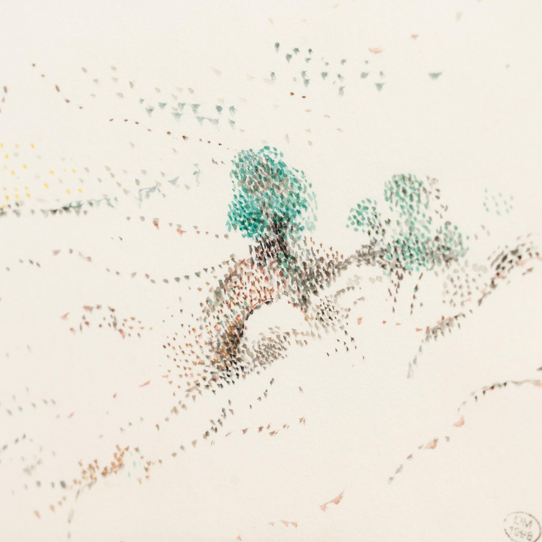 Dora Maar Pointillist Framed Colored Drawing, circa 1960 For Sale 6