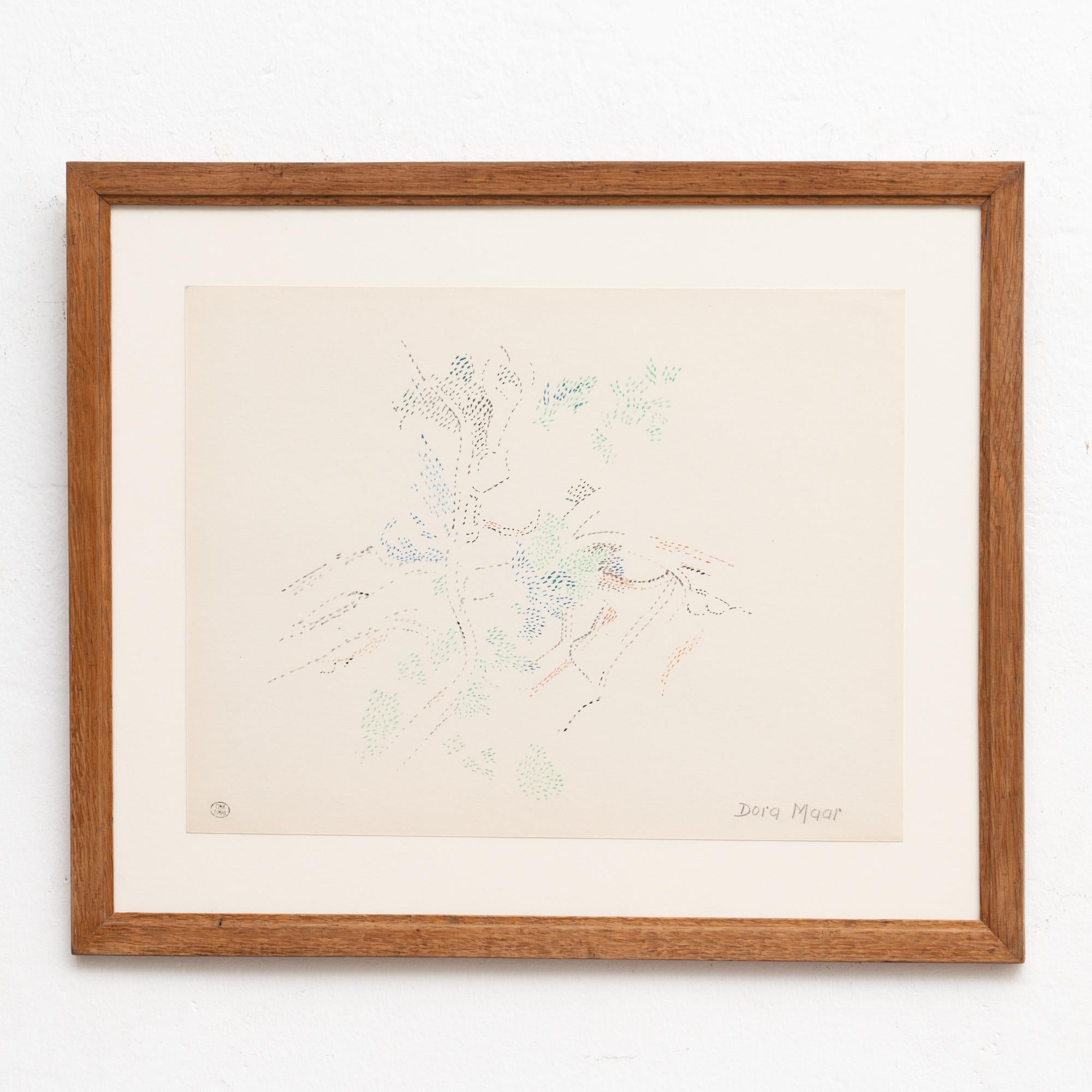 Dora Maar Pointillist Framed Colored Drawing, circa 1960 6