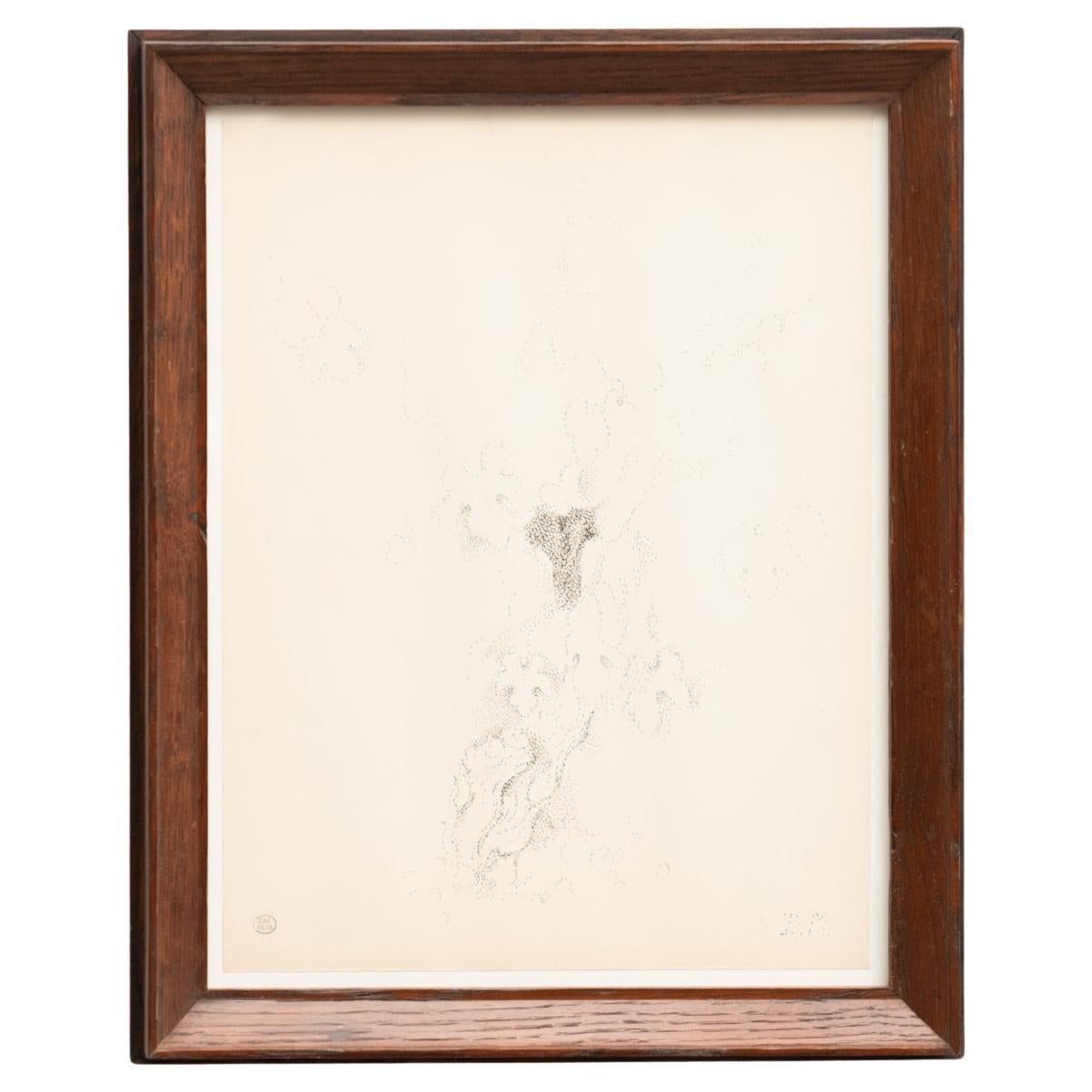 Dora Maar Pointillist Framed Colored Drawing, circa 1960
