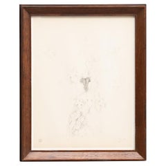 Dora Maar Pointillist Hand Signed Drawing in Black Ink, Framed, 20th Century
