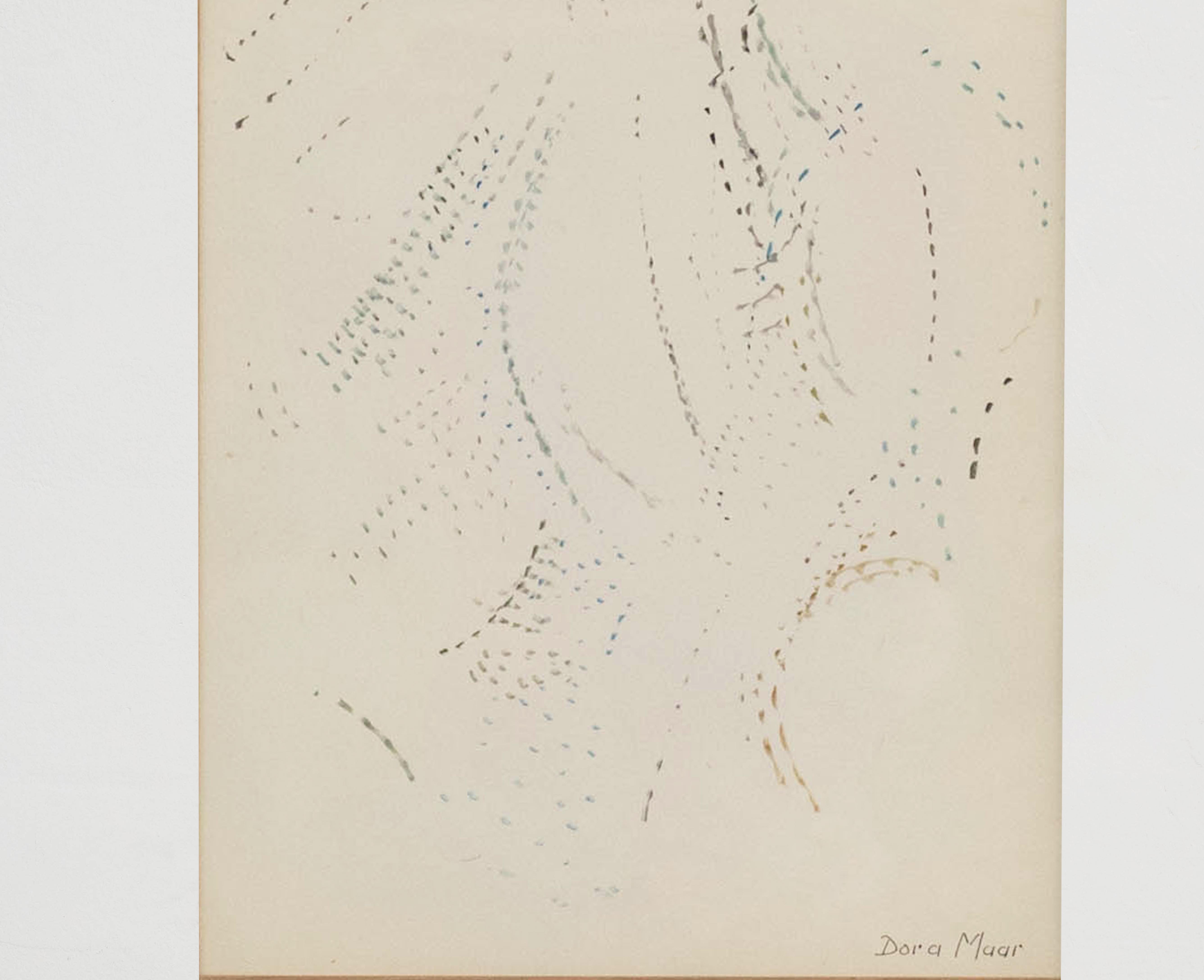 Dora Maar Pointillist Surrealist Landscape Double Drawing Framed For Sale 4