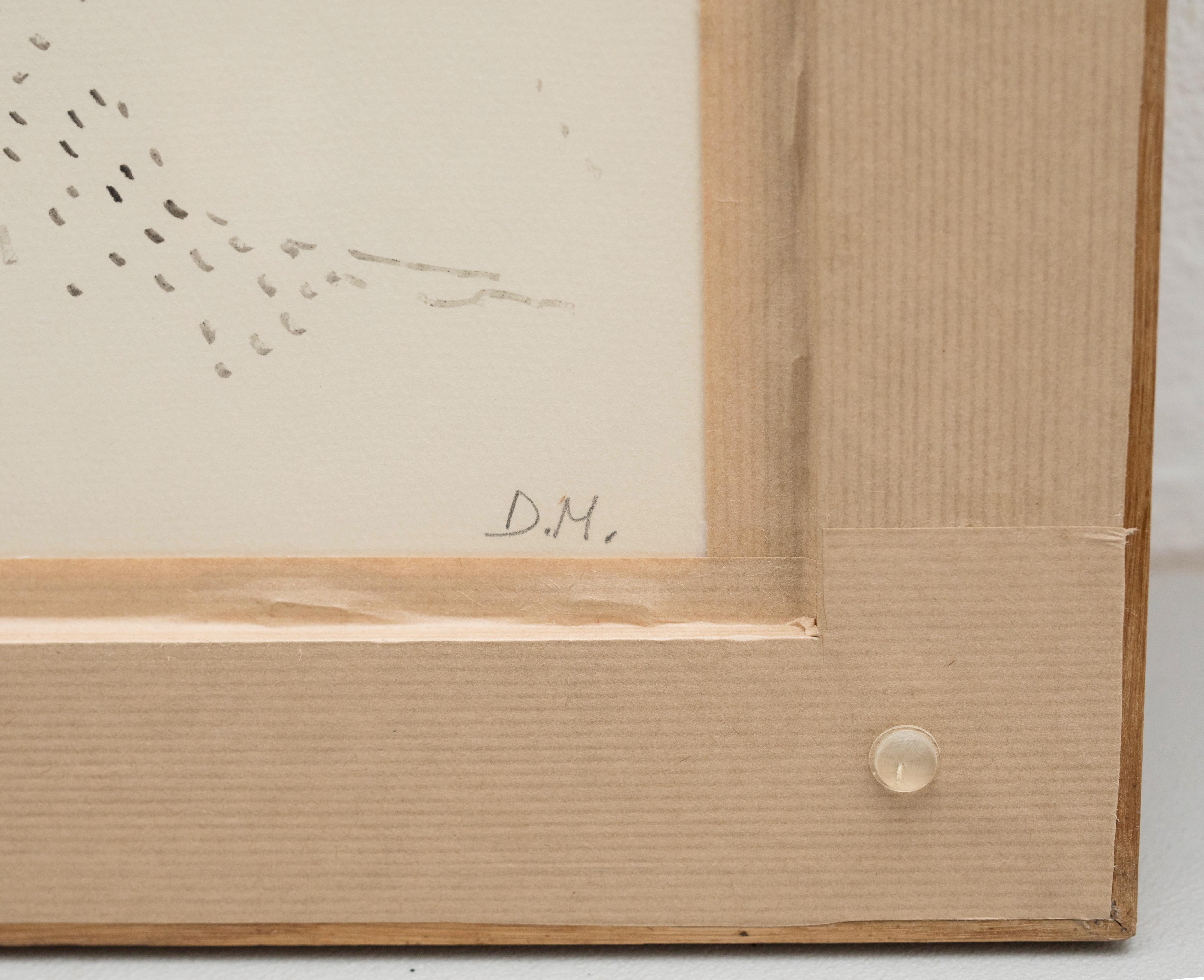 Dora Maar Pointillist Surrealist Landscape Double Drawing Framed For Sale 6