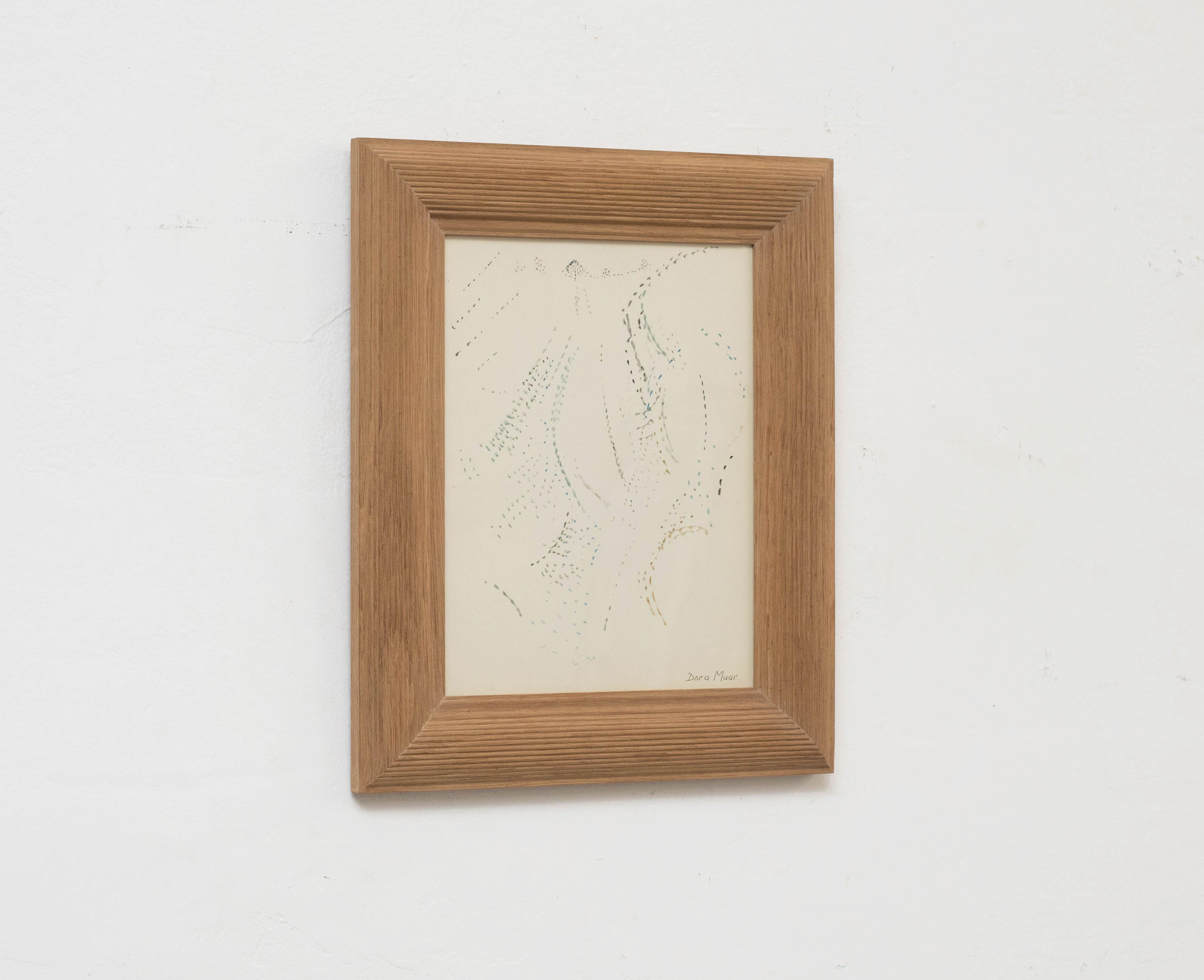 Mid-Century Modern Dora Maar Pointillist Surrealist Landscape Double Drawing Framed For Sale