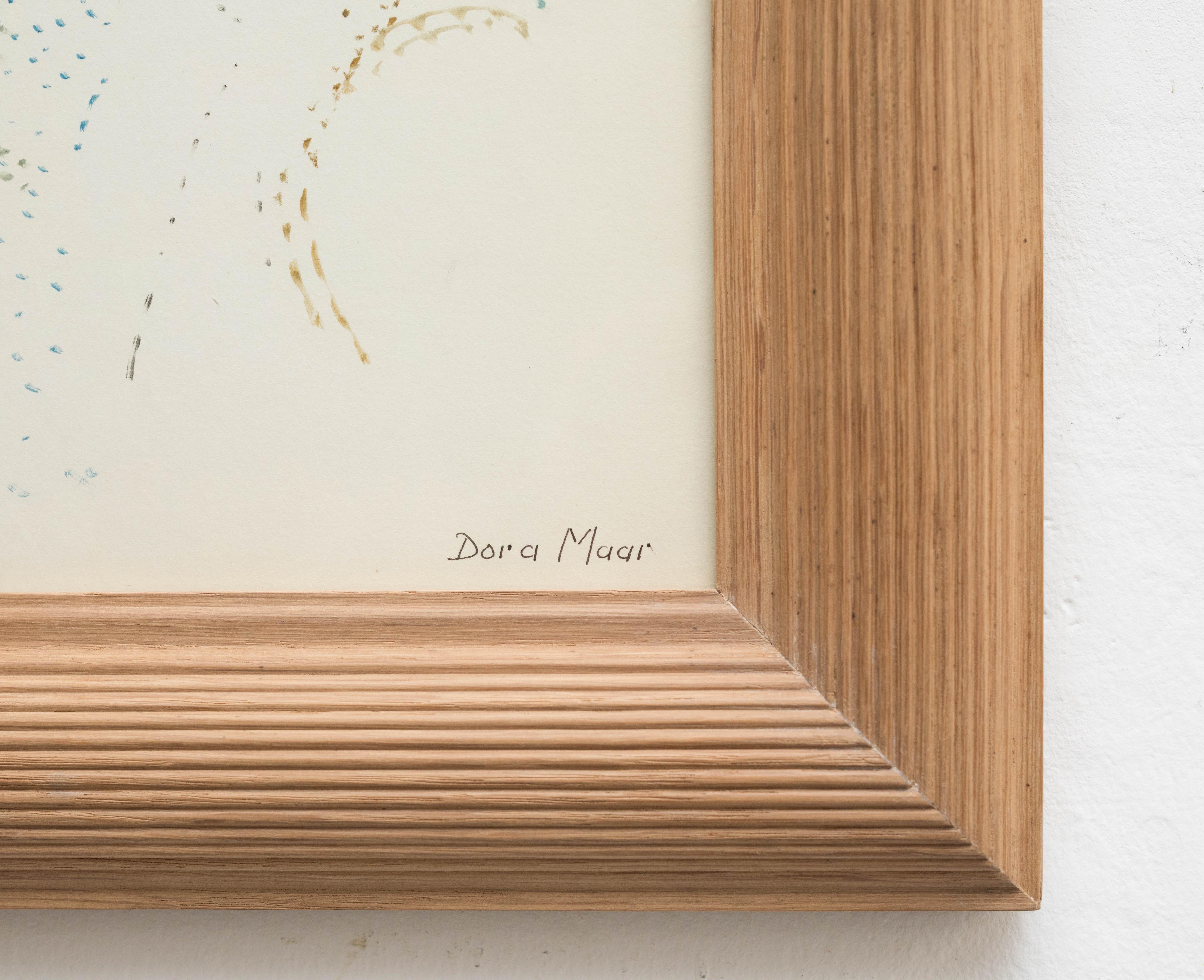 20th Century Dora Maar Pointillist Surrealist Landscape Double Drawing Framed For Sale