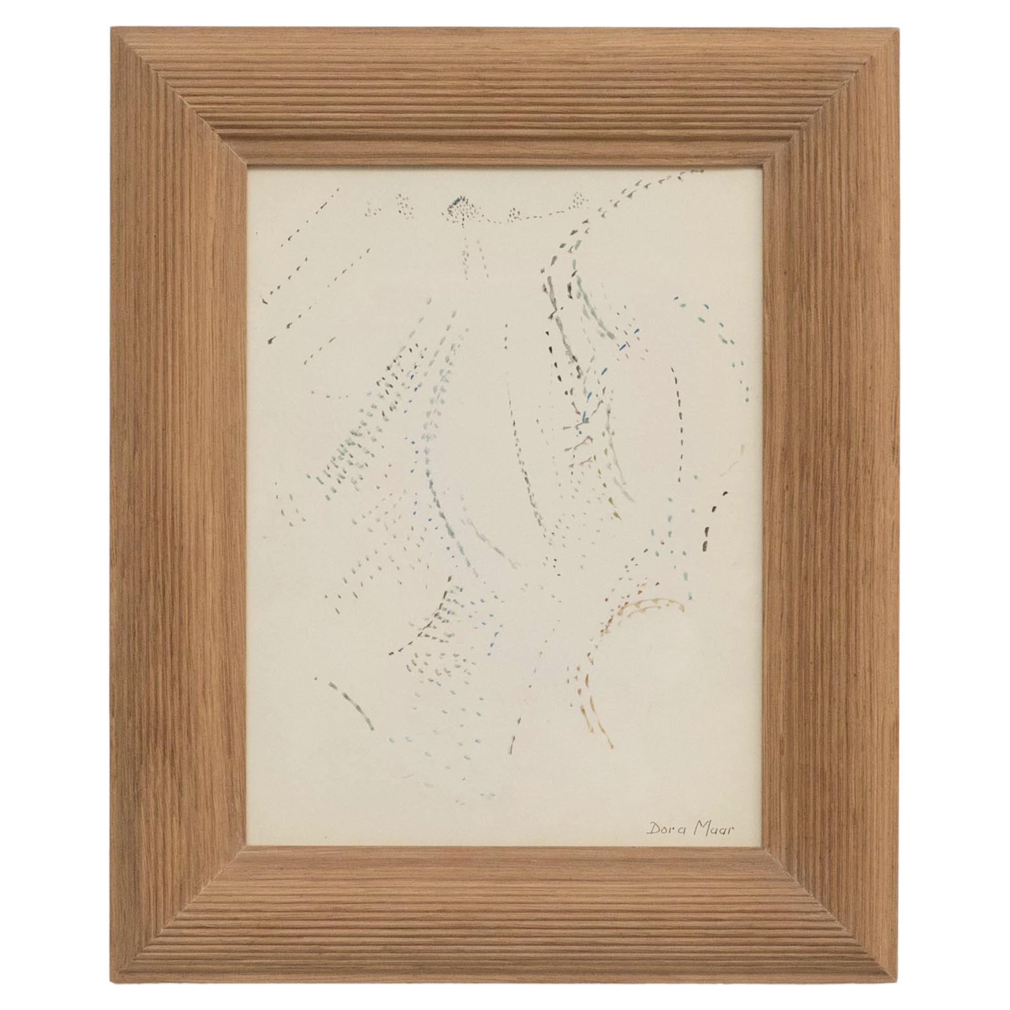 Dora Maar, disegno puntinista surrealista di un paesaggio doppio con cornice