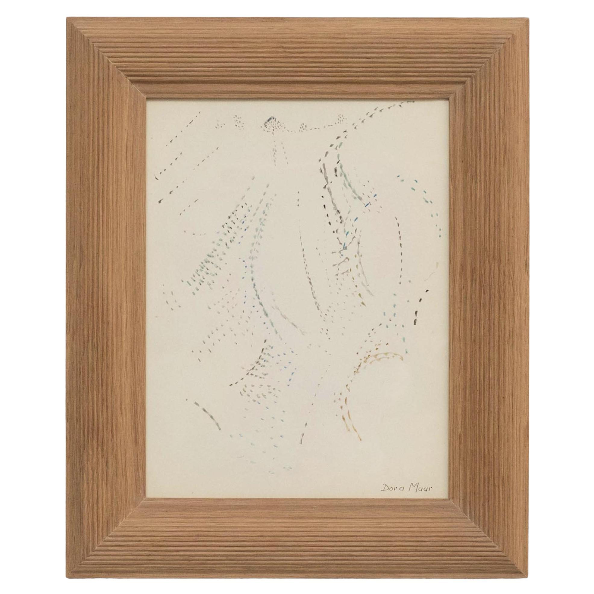 Dora Maar Pointillist Surrealist Landscape Double Drawing Framed